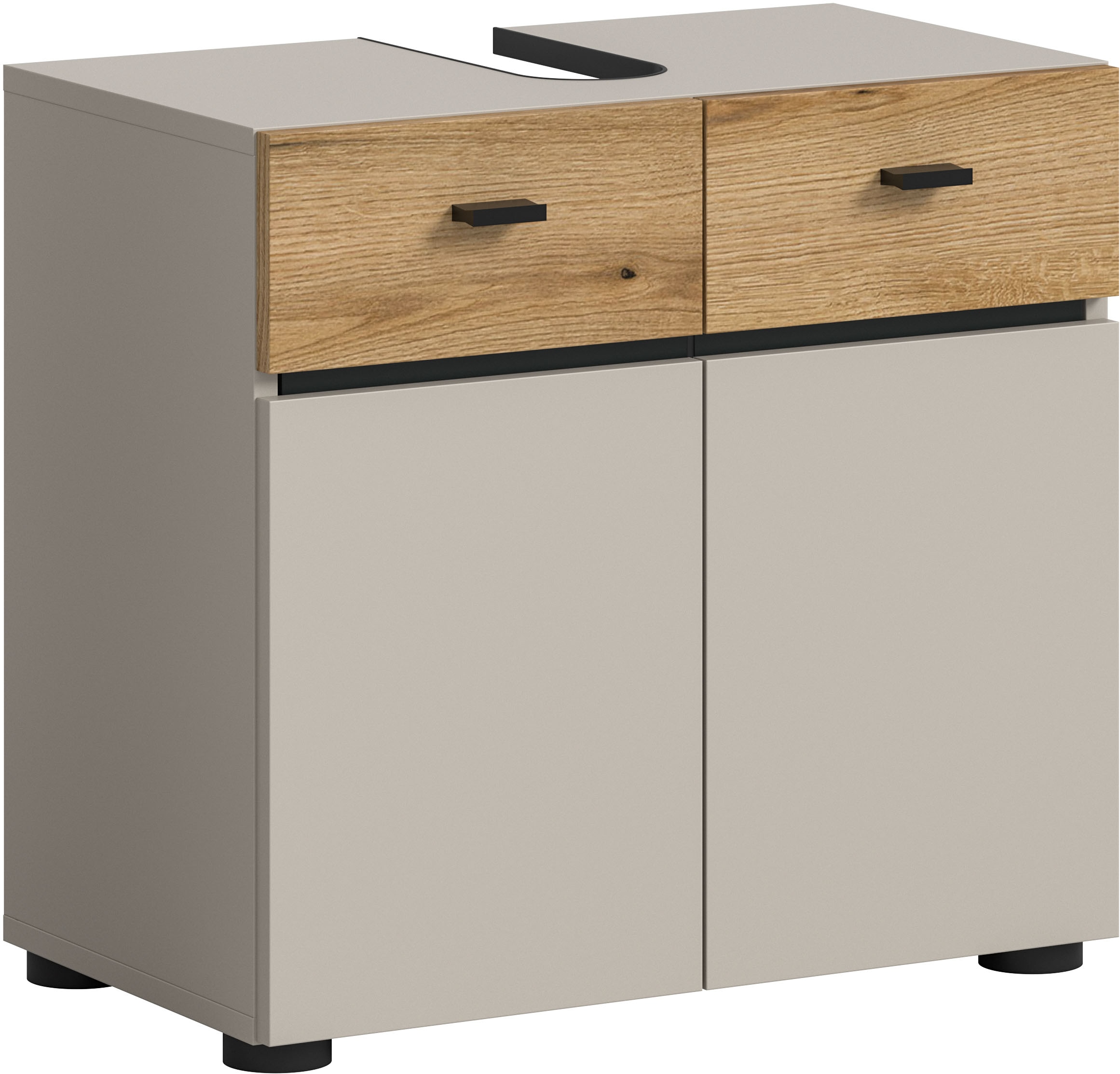 Image of welltime Waschbeckenunterschrank "VANN, Breite 60cm, 2 Türen, 2 Fächer, mit Siphonausschnitt" individuell mit weiteren Artikel der Serie VANN kombinierbar, Waschtisch, Waschbeckenschrank, Kommode, Schrank, Badezimmer, Bad