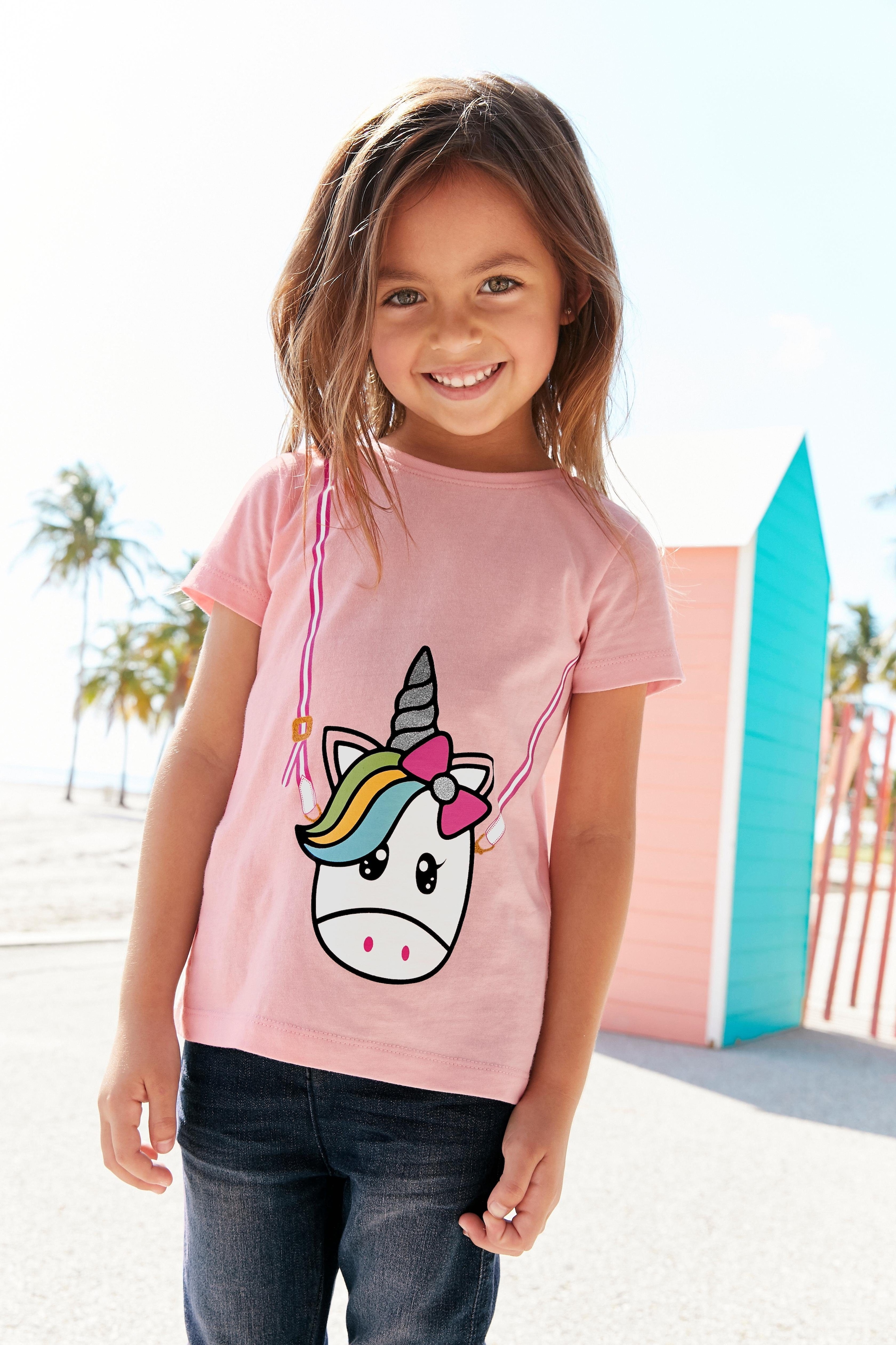 T-Shirt »für kleine Mädchen«, mit niedlichem Einhornmotiv