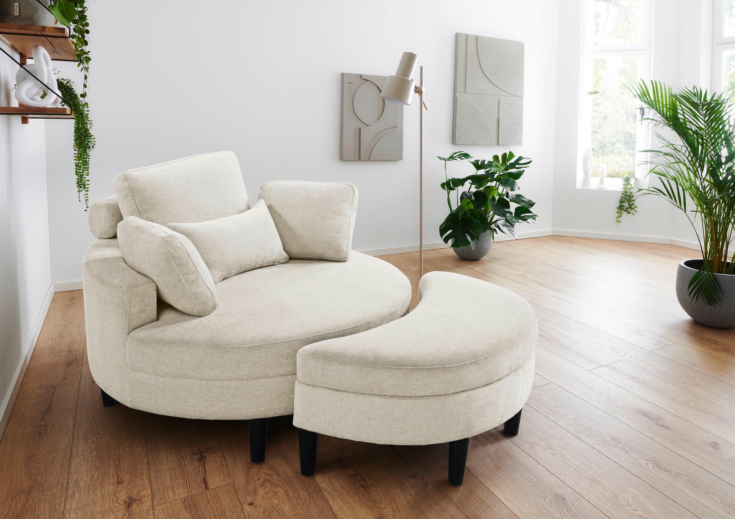 Image of ATLANTIC home collection Loveseat "Ravi Sessel, B: 114 cm, Sitzhöhe: 42 cm" XXL- Sessel, mit Stauraumhocker, Rückenstütze & 4 Zierkissen