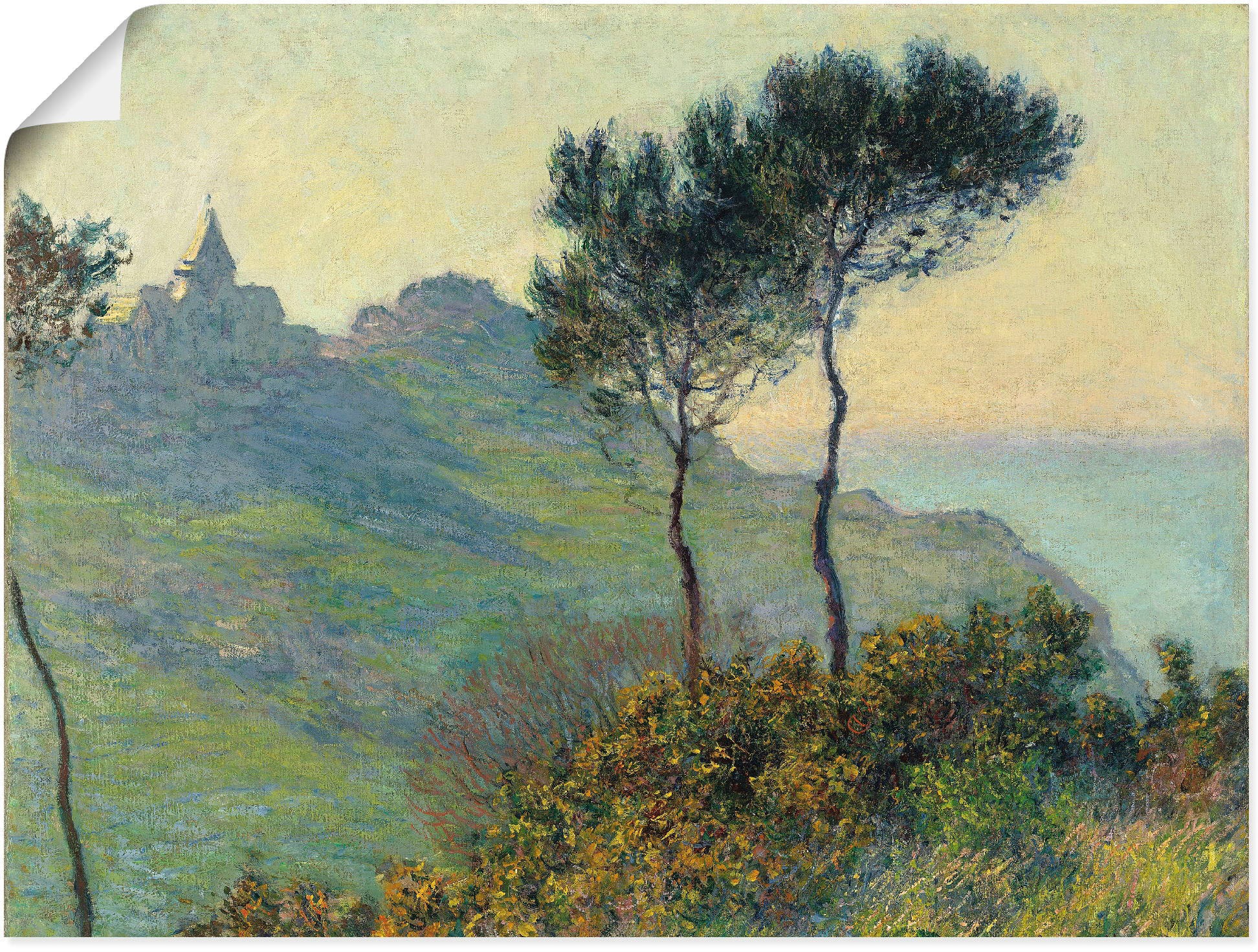 Image of Artland Wandbild »Die Kirche von Varengeville Abendsonne«, Wiesen & Bäume, (1 St.), in vielen Grössen & Produktarten -Leinwandbild, Poster, Wandaufkleber / Wandtattoo auch für Badezimmer geeignet bei Ackermann Versand Schweiz