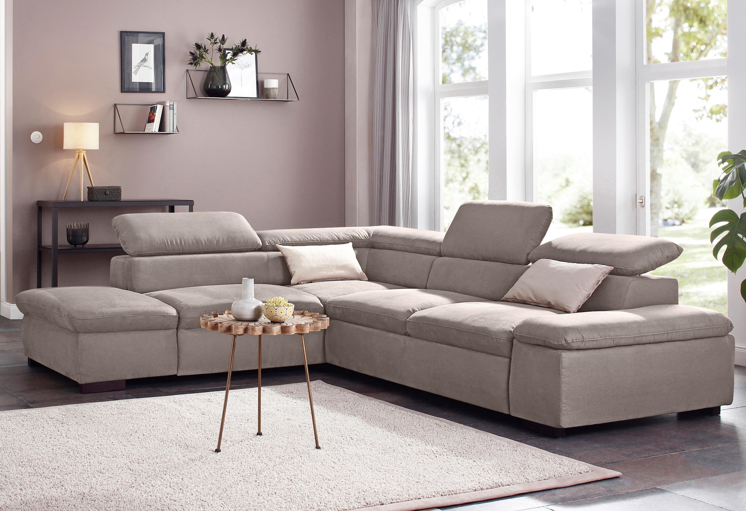 Home affaire Ecksofa »Alberto L-Form«, mit Kopfteilverstellung, wahlweise mit Bettfunktion