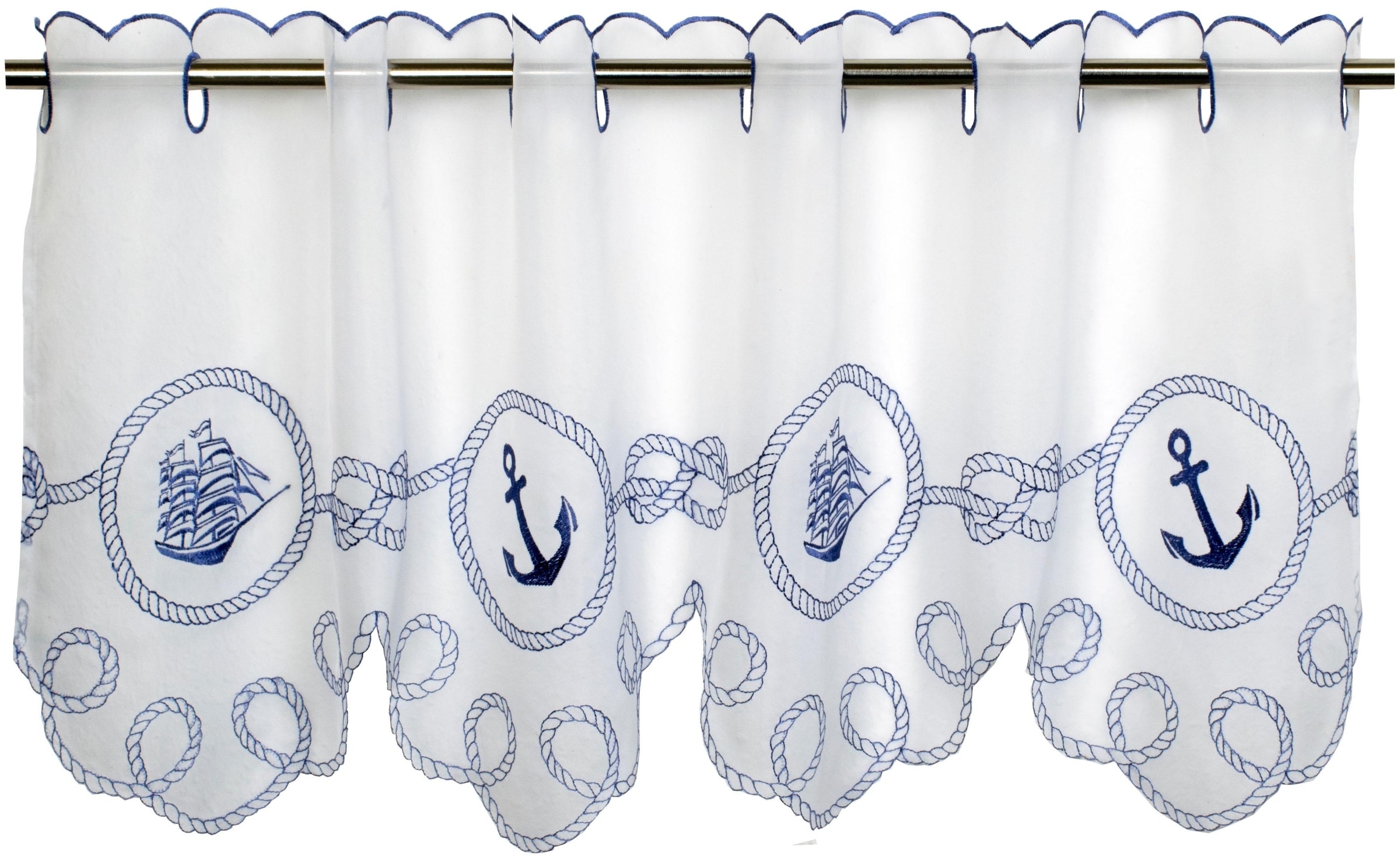 Delindo Lifestyle Scheibengardine »ANKER  SEGELSCHIFF« Stangendurchzug 1 Stk. tlg. HxB: 45x115, mit Stangendurchzug, für die Küche