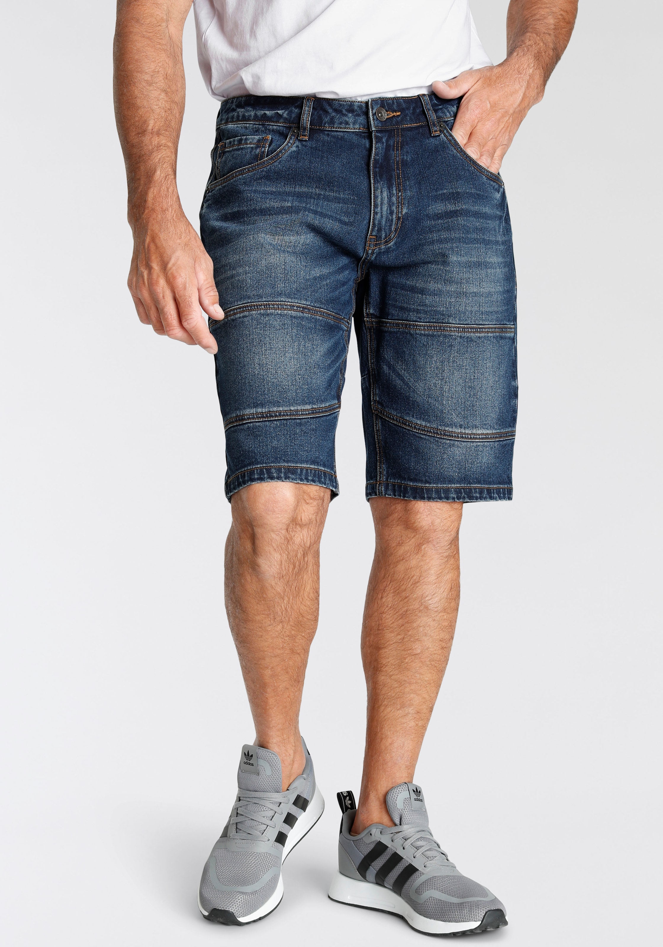 H.I.S Jeansbermudas, entspannte Passform, gerader Beinschnitt, modische Washed-Optik