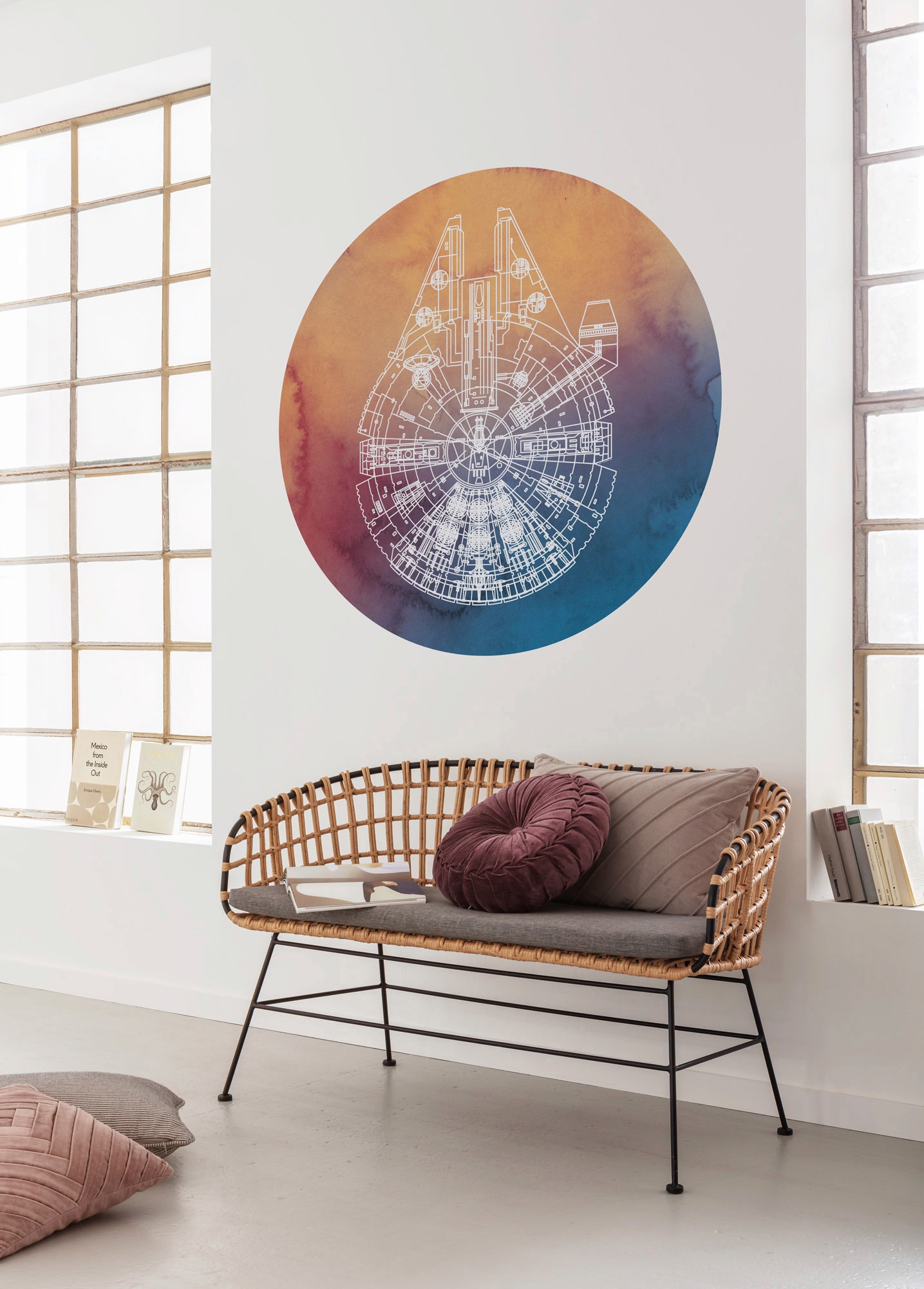 Komar Fototapete »Vlies selbstklebend - Star Wars Millennium Falcon - Grösse 125 x 125 cm«, bedruckt, Kinderzimmer