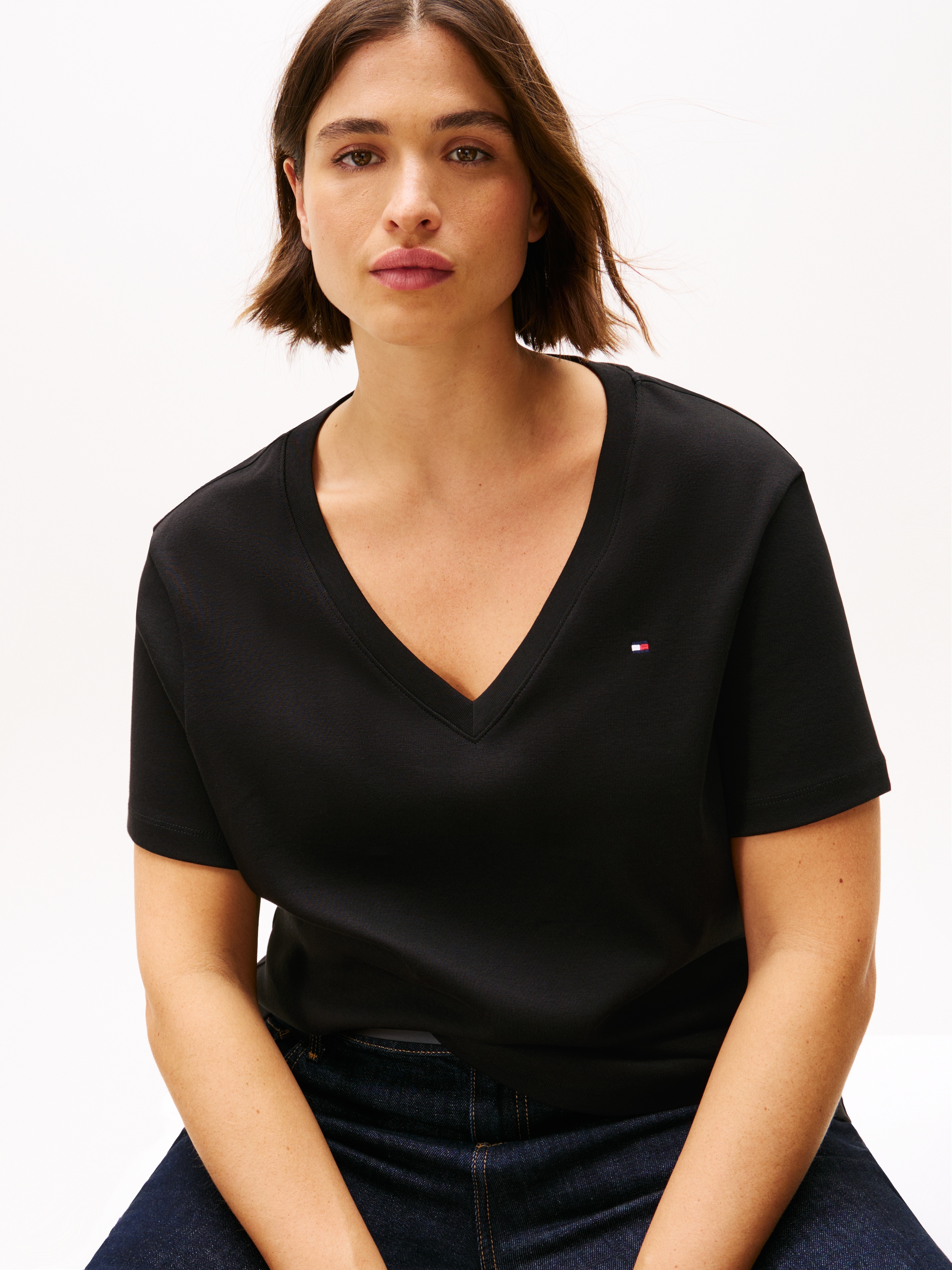 Tommy Hilfiger Curve V-Shirt »CRV SLIM CODY V-NK SS«, in Grossen Grössen