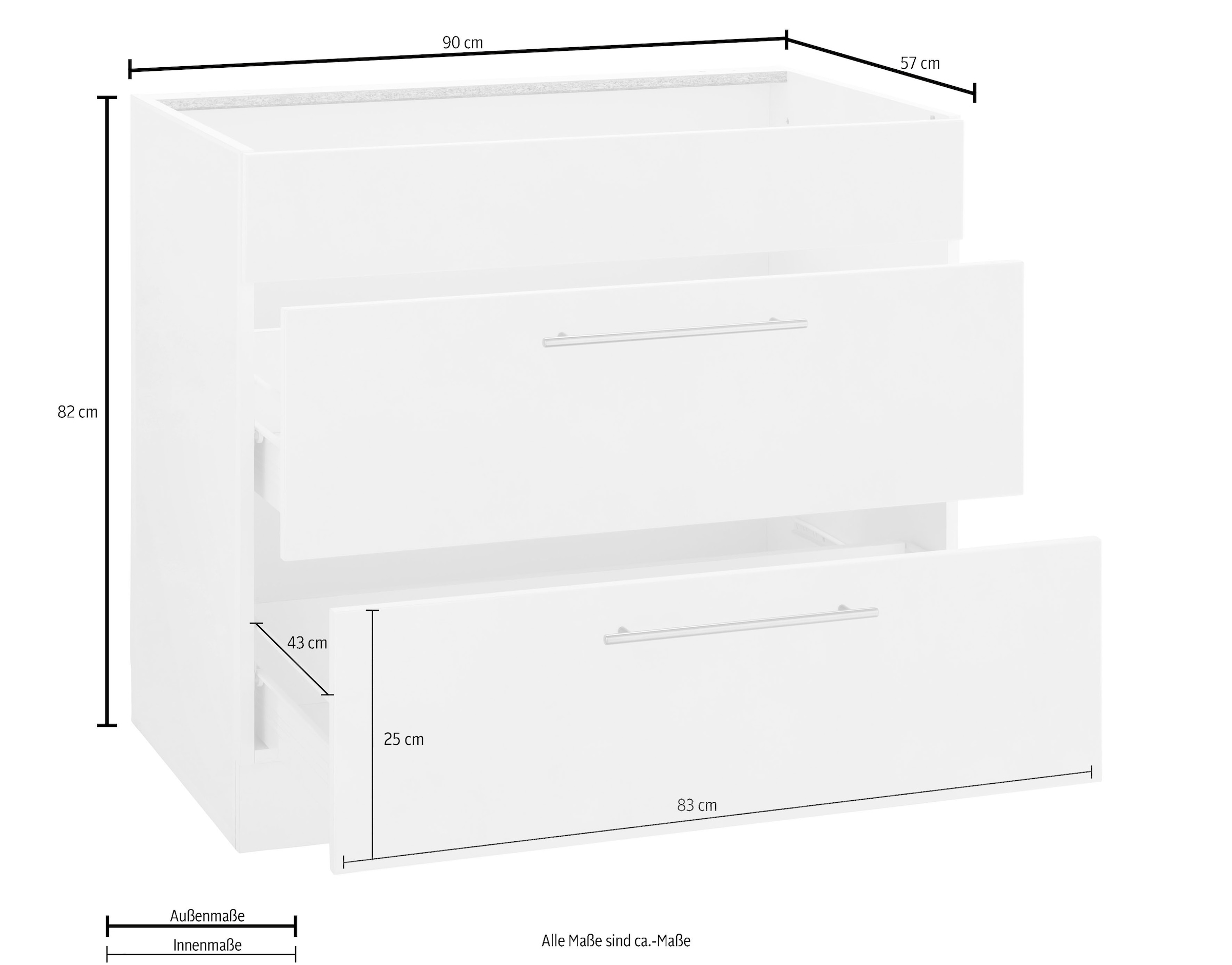 wiho Küchen Armoire d'encastrement pour table de cuisson »Flexi2«