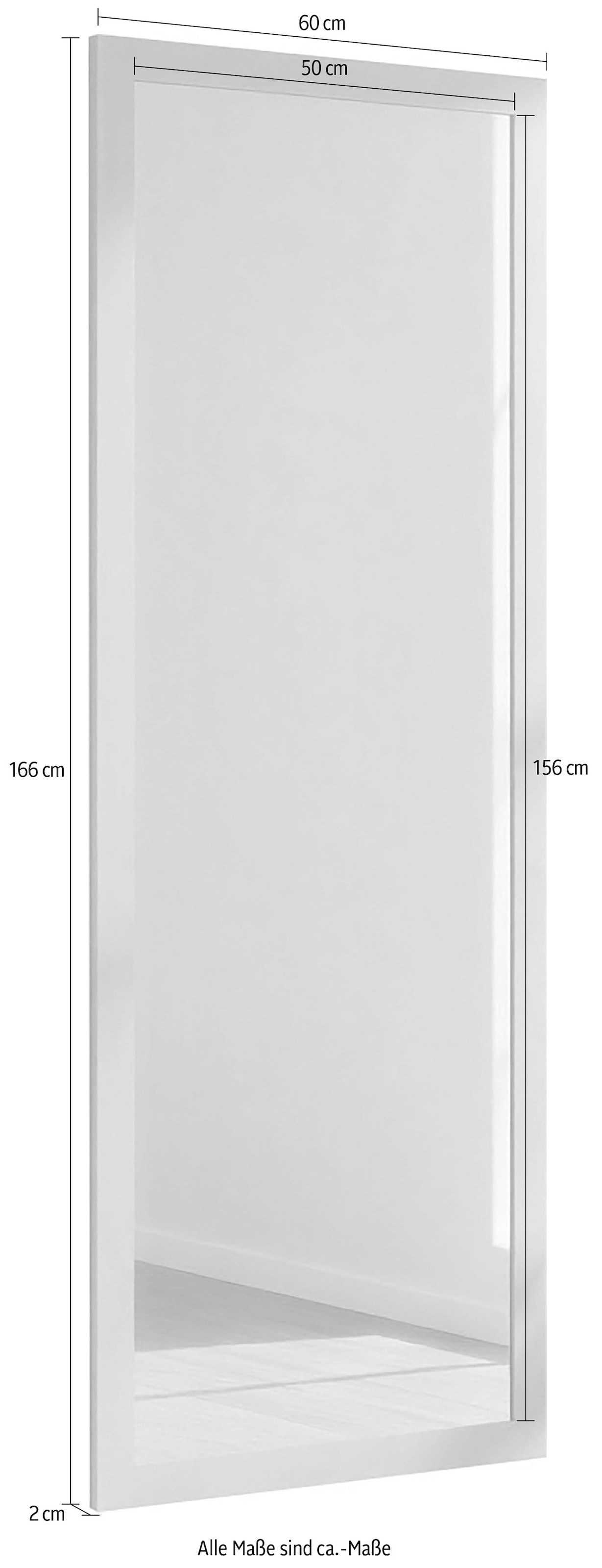 borchardt Möbel Spiegel »Panama Spiegel 166x60 rahmen« Rahmen weiss, hochkant oder quer montierbar