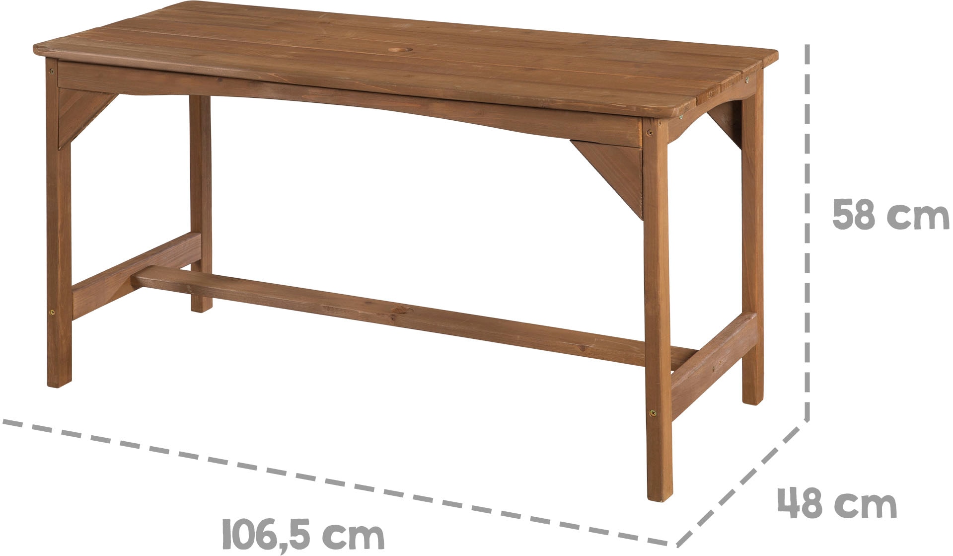 roba® Garten-Kindersitzgruppe »Outdoor+« Set, 3 Stk. tlg. Tisch und 2 Bänke mit Sitzauflage, Schirmset