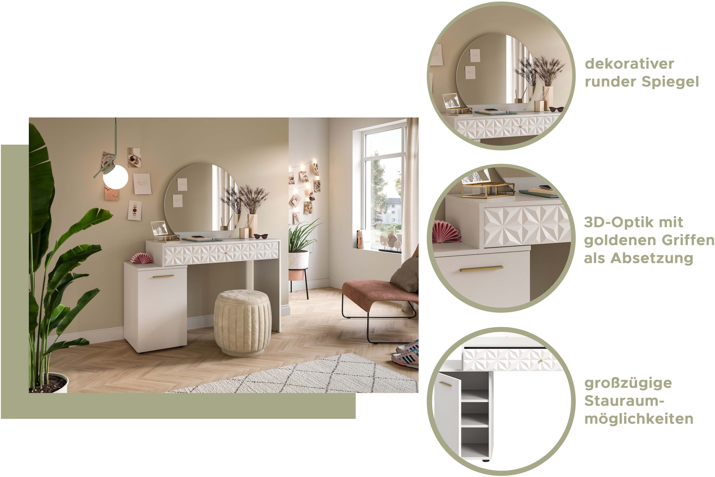 INOSIGN Kommode »Schubladenkommode mit 4 Schubkästen & Ornamentabsetzung«, Flur, Diele, Flurschrank, Schrank, Mehrzweckschrank, Schubladenschrank