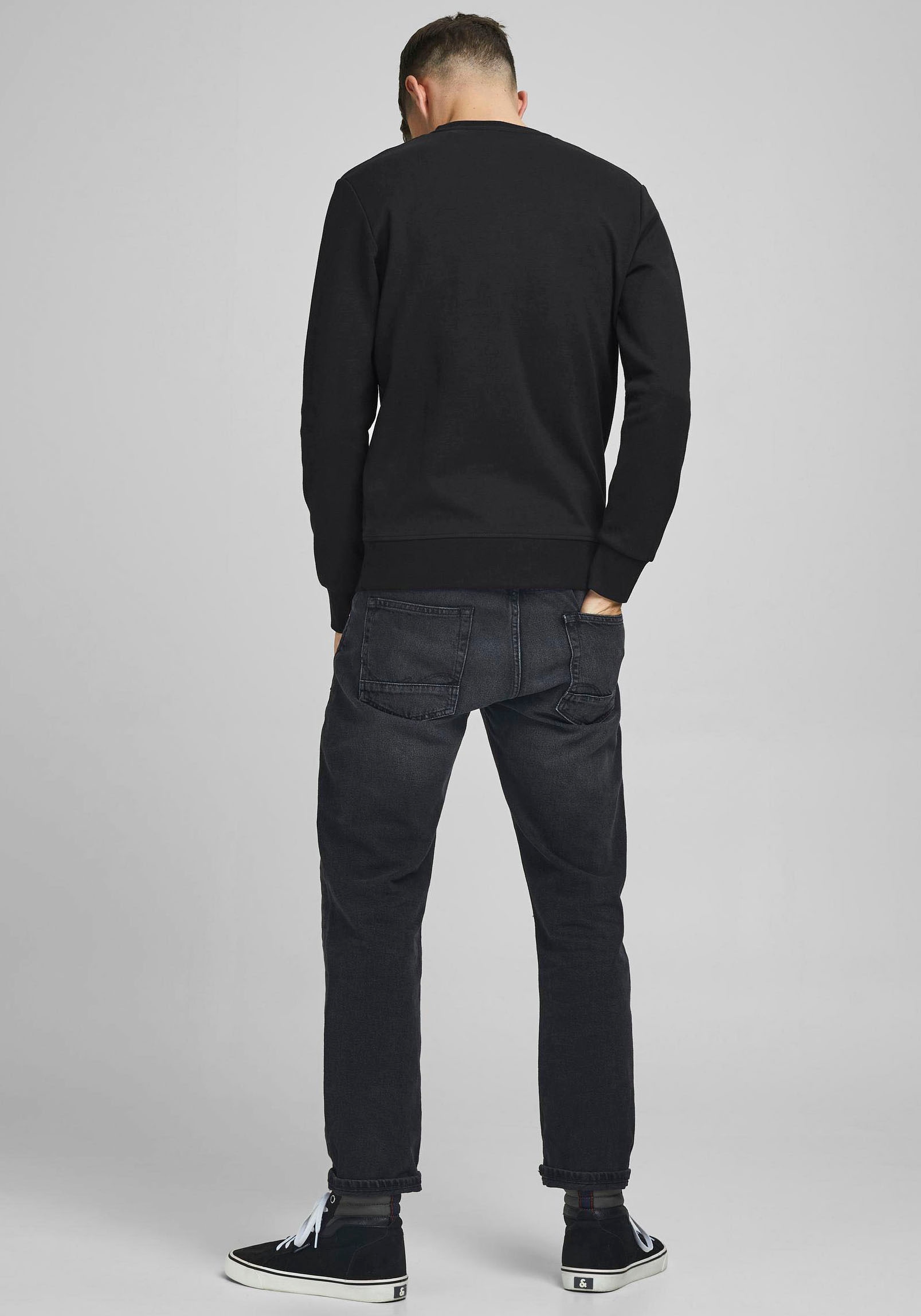 Jack & Jones Sweatshirt »JJEBASIC mit Flaglabel und weicher Baumwollmischung«, unifarben, modisch, regular fit, Baumwolle, Rundhals