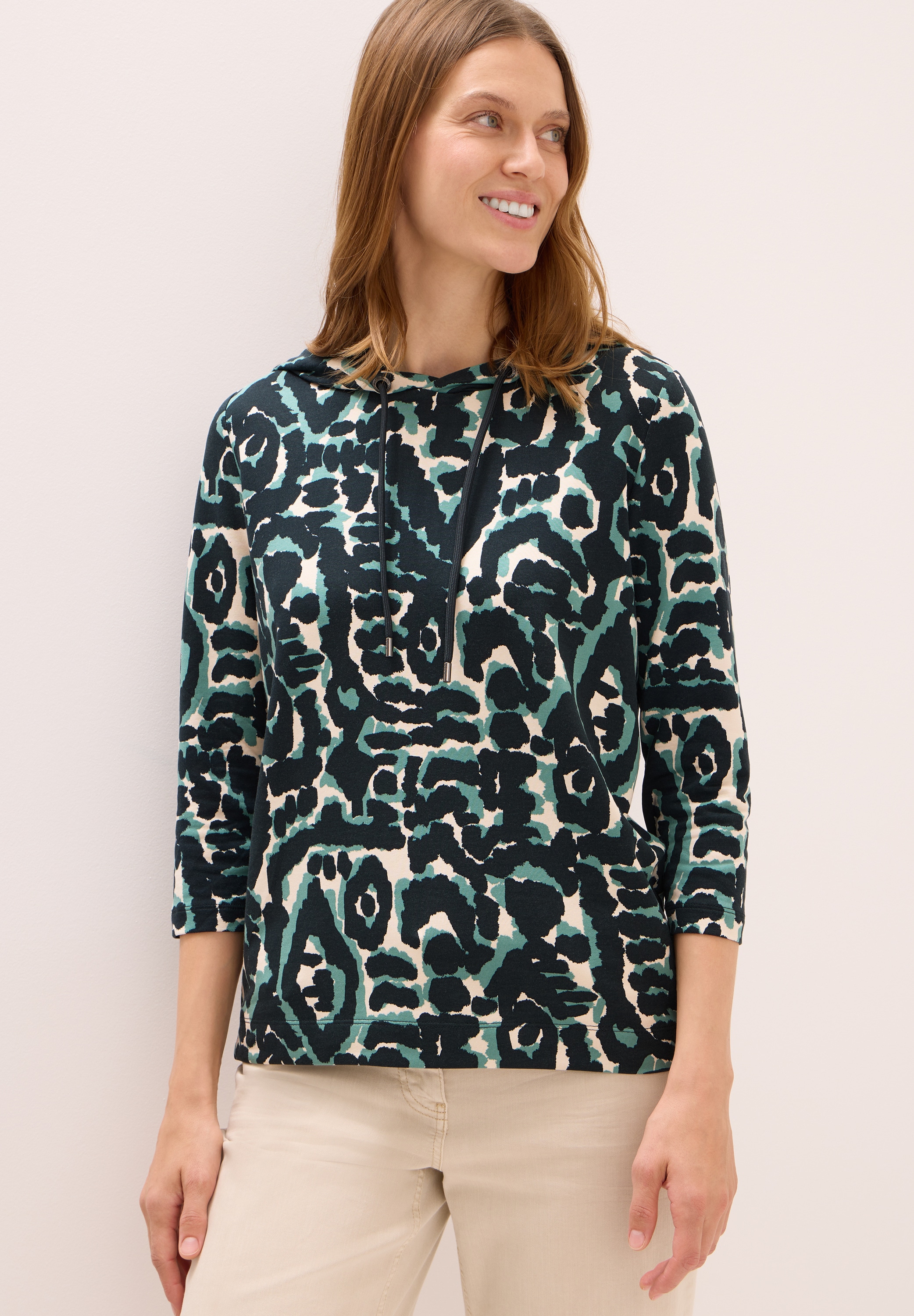 Image of Cecil Kapuzensweatshirt, mit 3/4 Arm, gemustert
