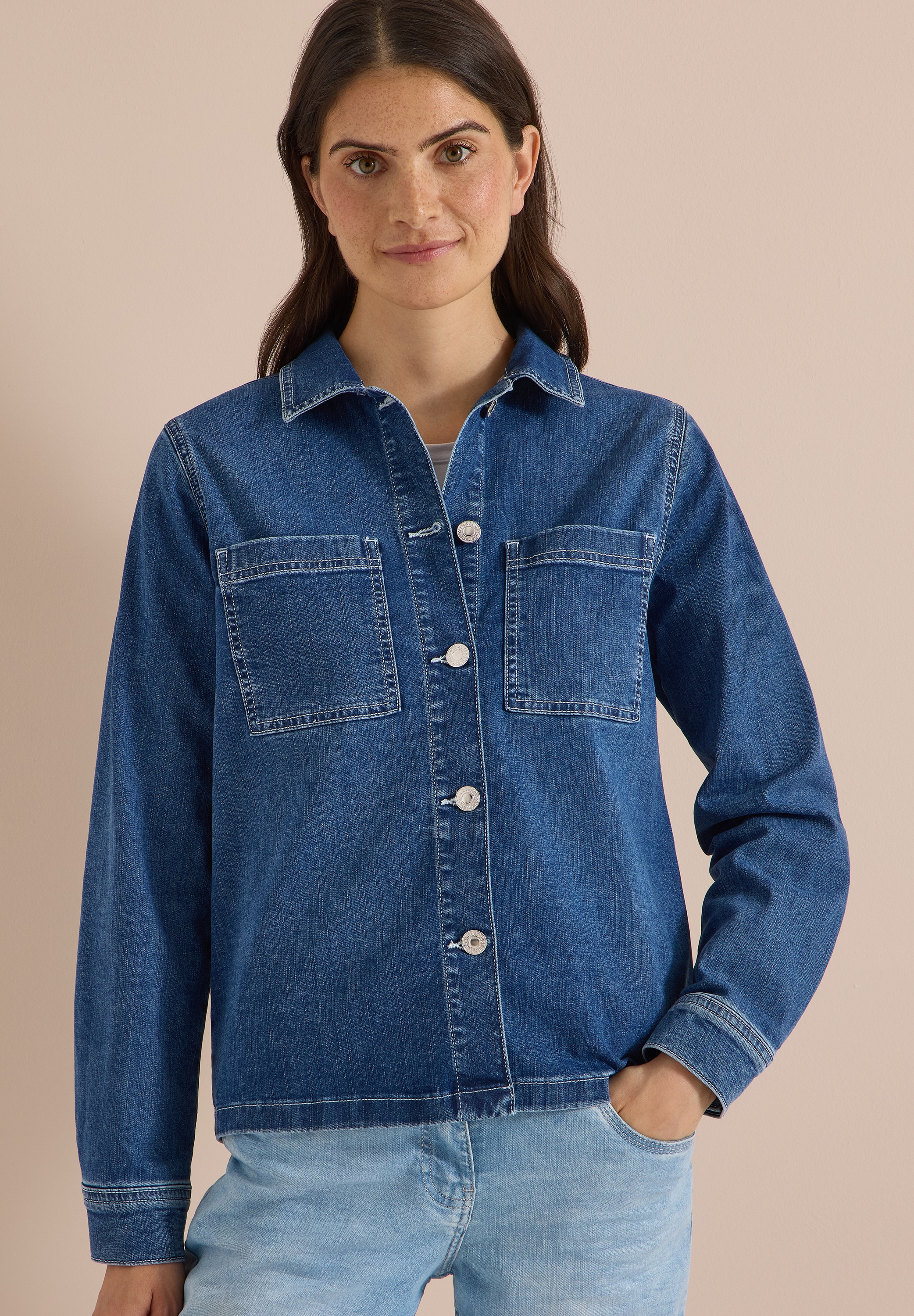 Image of Cecil Jeansjacke Brusttaschen, authentische Waschung