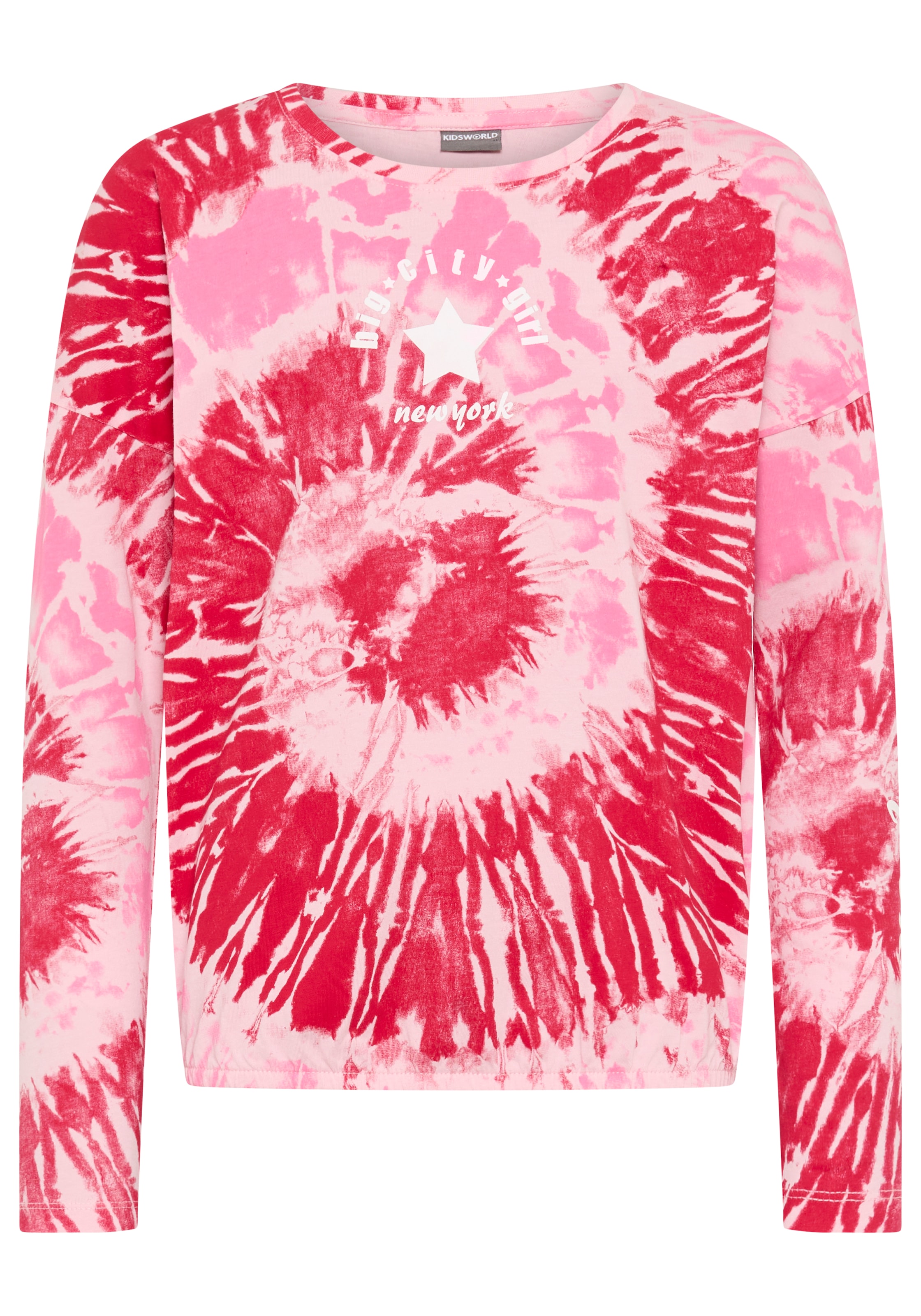 KIDSWORLD Fledermausshirt »Batik-Optik Shirt« Langarm,  mit Gummizug am Saum,  stylischer Aufdruck