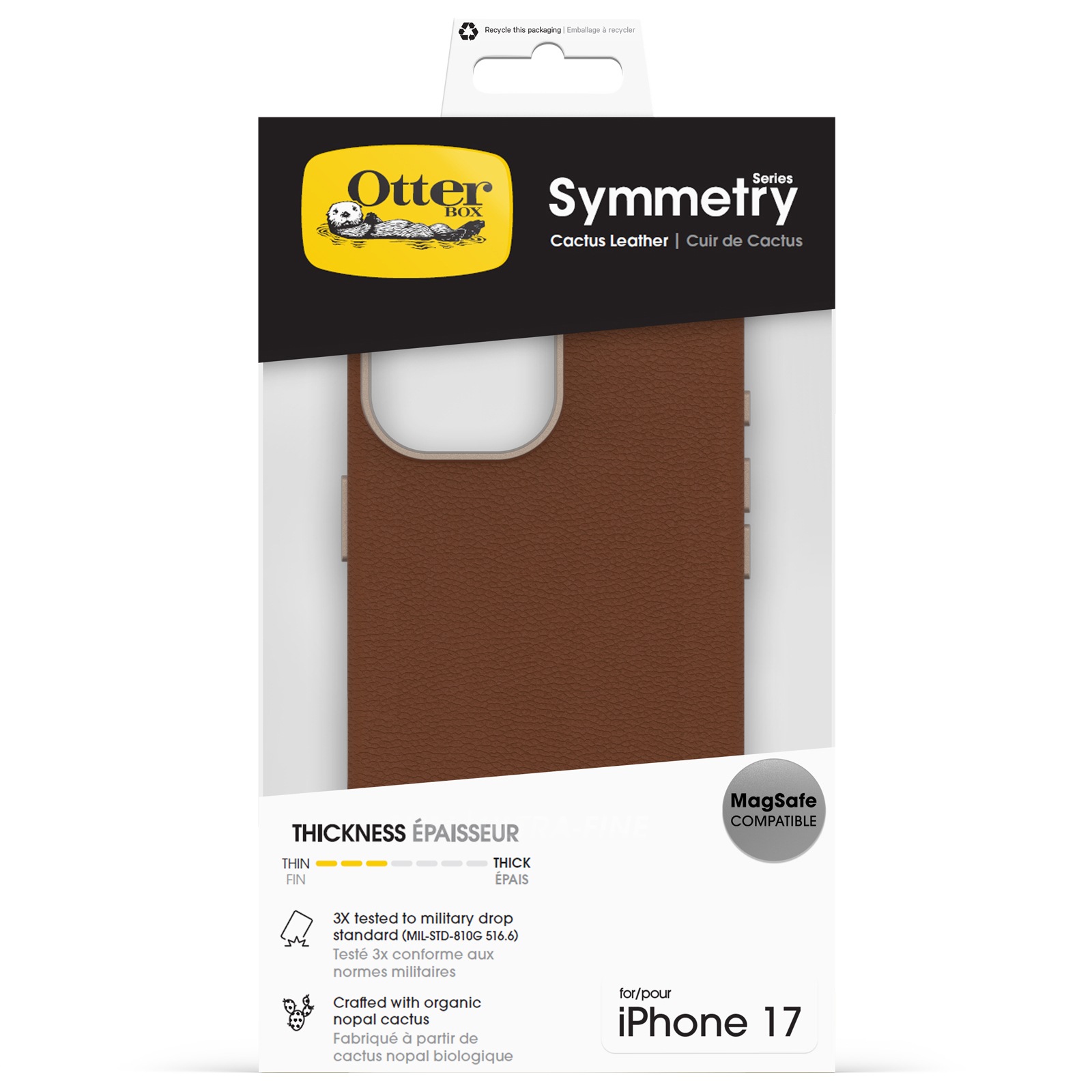 Otterbox Handyhülle »Symmetry Series Cactus Leather mit MagSafe für Apple iPhone 17« Apple iPhone 17 Backcover, Schutzhülle, Handyschutzhülle, Case, Schutzcase, stossfest