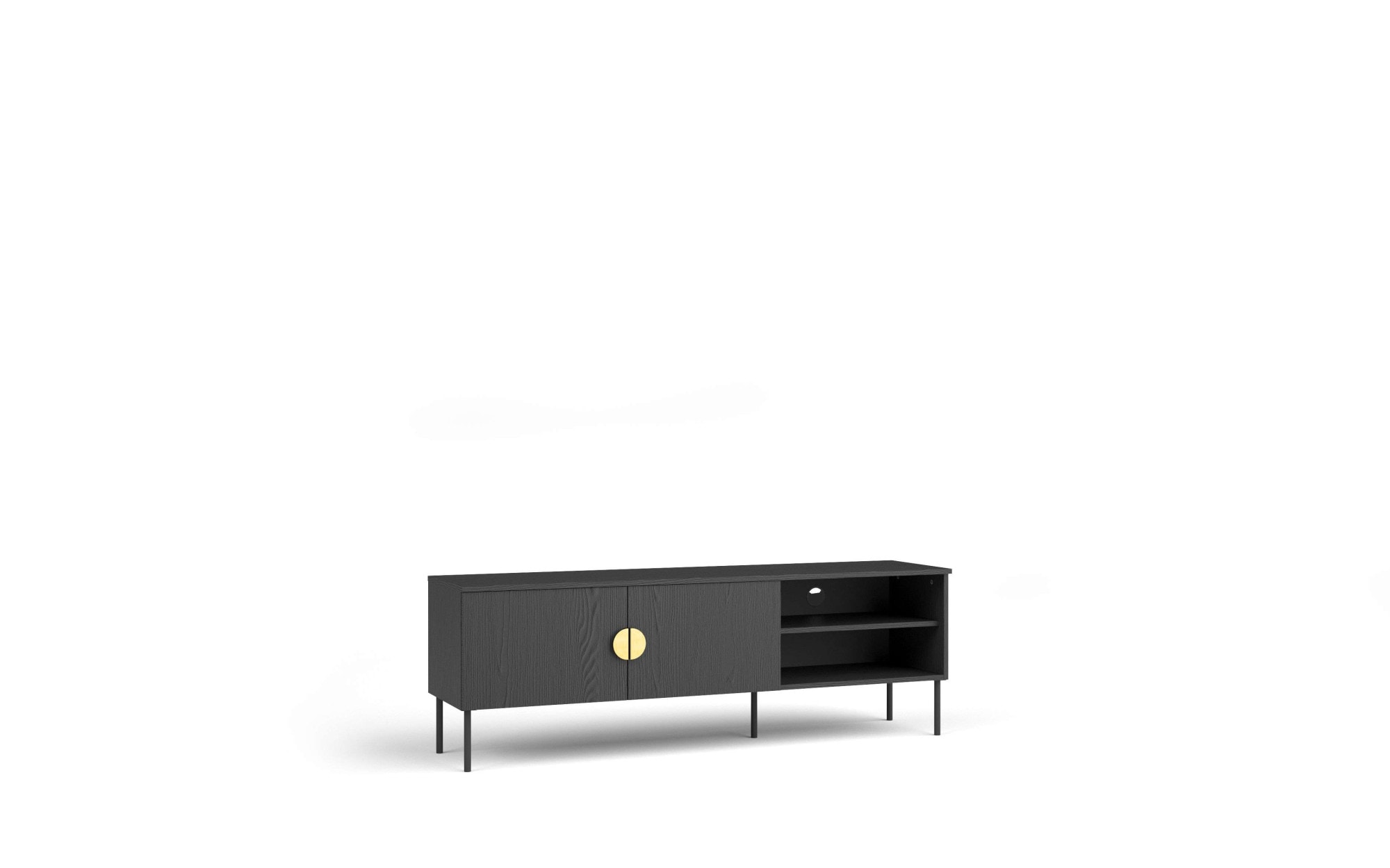 Home affaire Lowboard »BELLOT TV-Schrank mit 2 Türen, Masse B/T/H: 160/40/53,6 cm«, (1 St.), schwarze Farbe, mit holzähnlicher Struktur