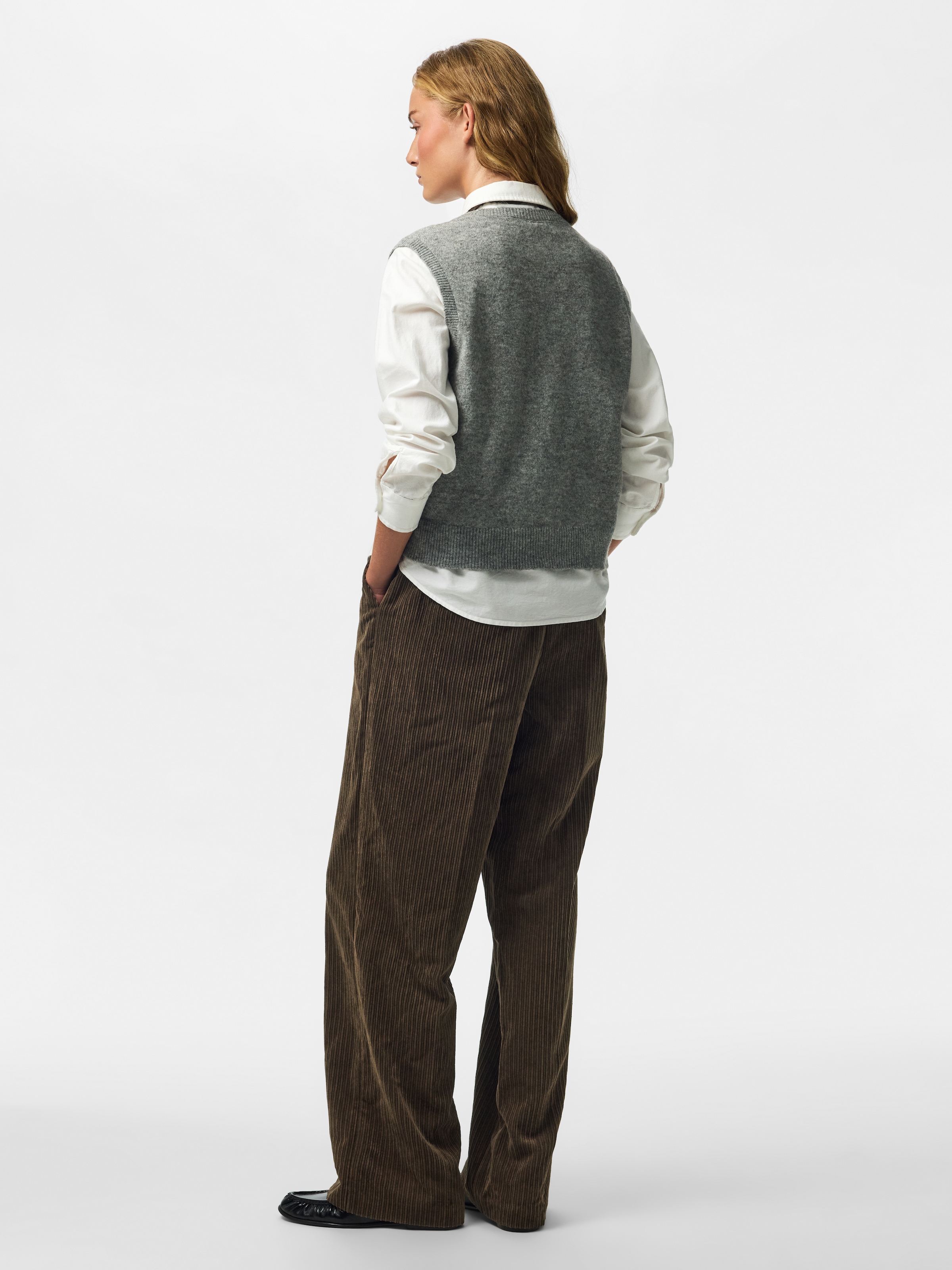pieces Gilet tricoté »PCSALLY SL V-NECK KNIT VEST NOOS BC« mélange de matériaux