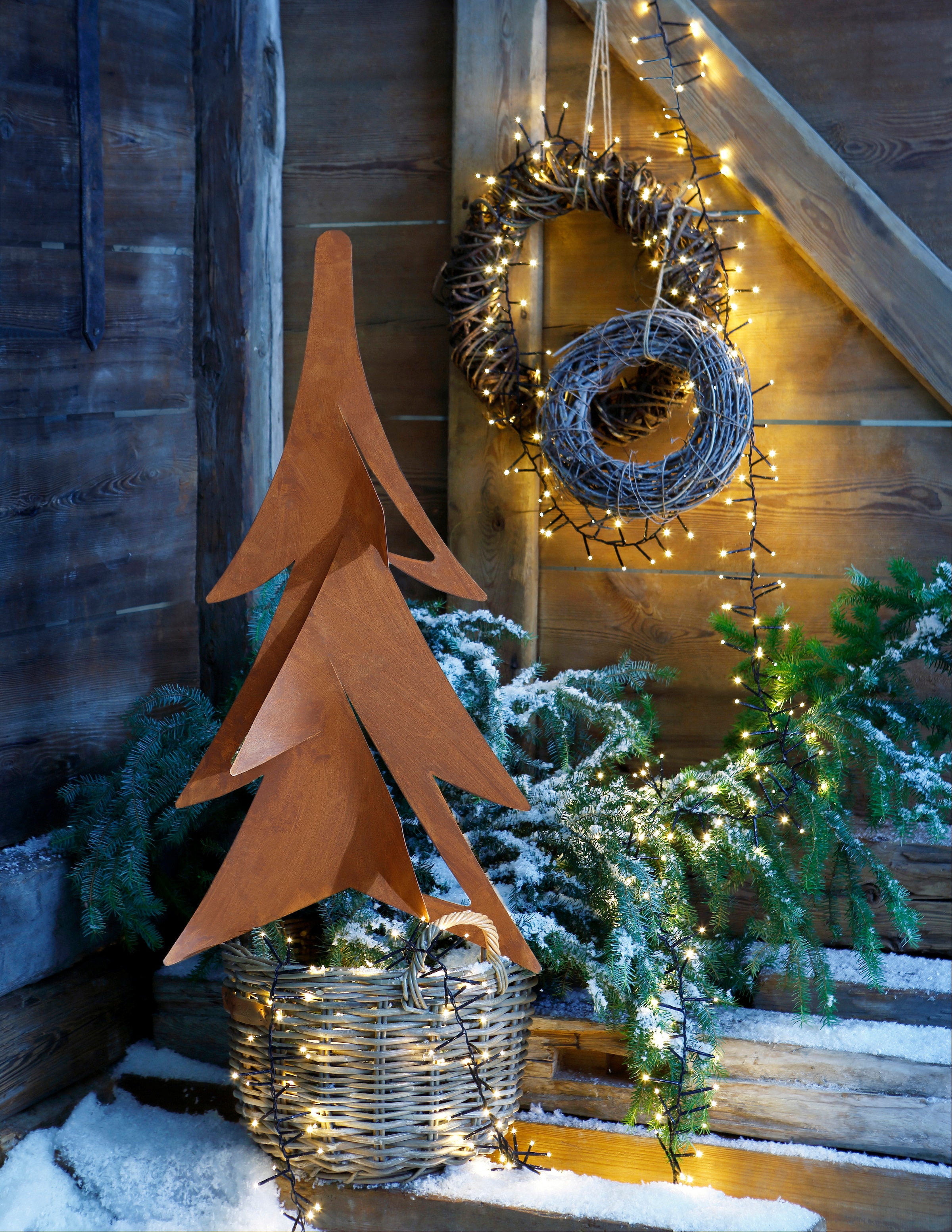 my home Dekobaum »Tanne, Weihnachtsdeko aussen«, Gartenstecker aus Metall,  mit rostiger Oberfläche, Höhe ca. 100 cm bequem kaufen