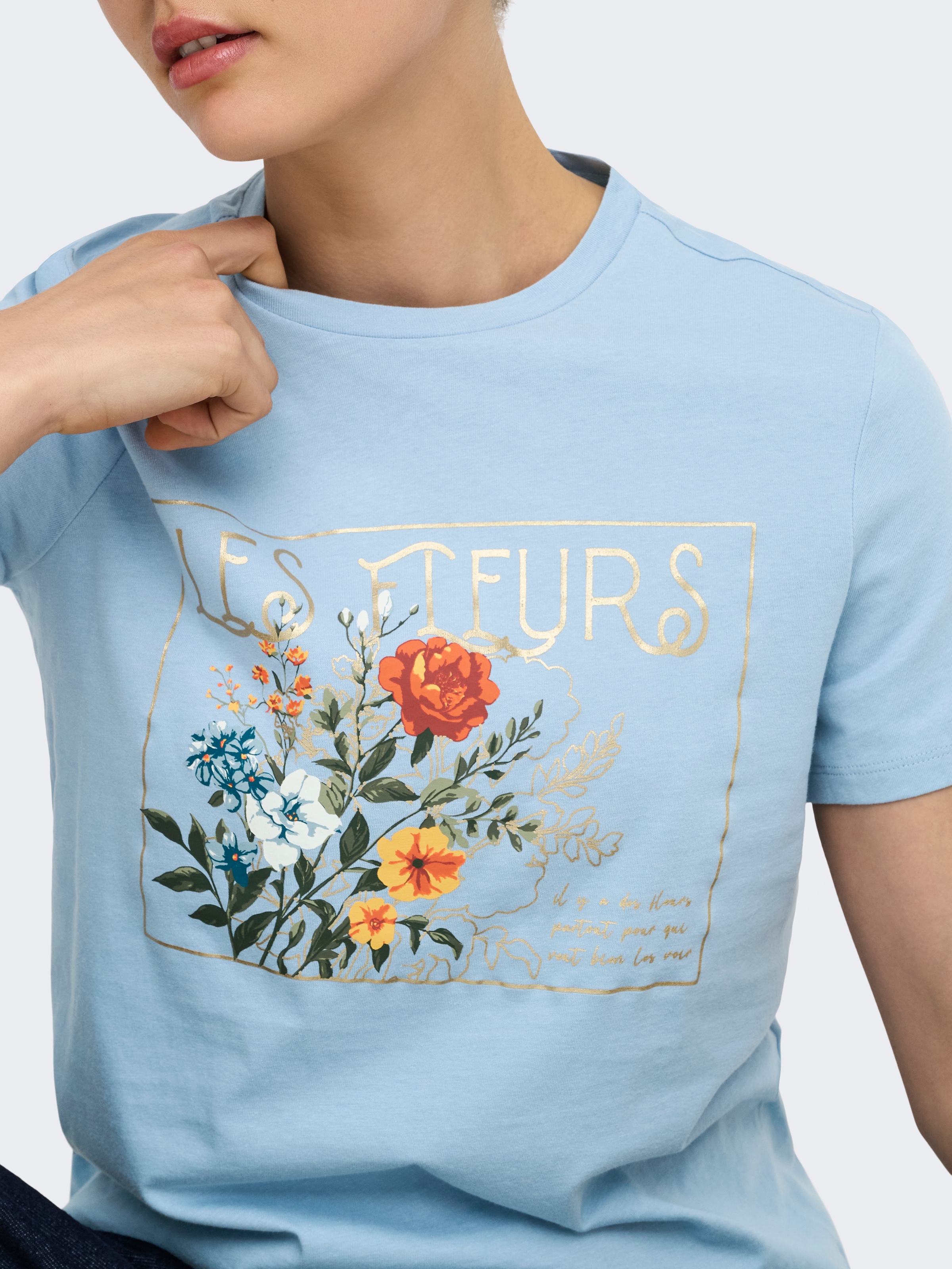 ONLY Kurzarmshirt »ONLAMBERDINE S/S PRINT TOP BOX JRS« Baumwolle, regular fit, Rundhals