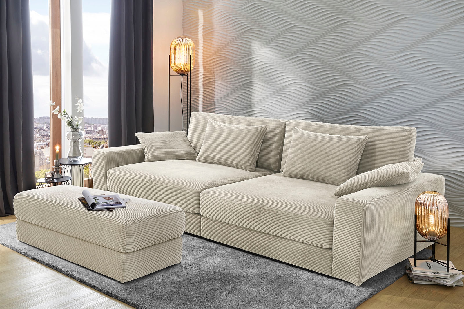 Jockenhöfer Gruppe Big-Sofa »Milano XXL, B: 290 cm, Megasofa, Loungesofa« mit Zierkissen, Relaxfläche 120x240 cm, Federkern