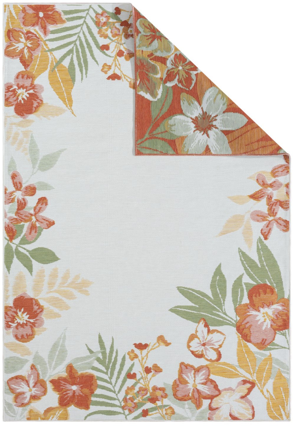 Myflair Möbel & Accessoires Teppich »Isla, LAGERRÄUMUNG!«, rechteckig, 6 mm Höhe, Wendeteppich, Blumen, mit Bordüre, Outdoor geeignet, Balkon, Terrasse