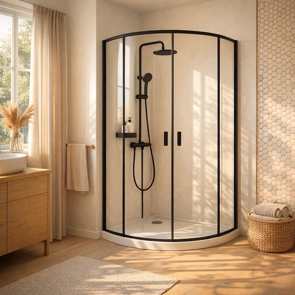 welltime Douche ronde »Summer« Hauteur 190 cm, 6mm ESG, Easy Clean, système de roulettes amélioré