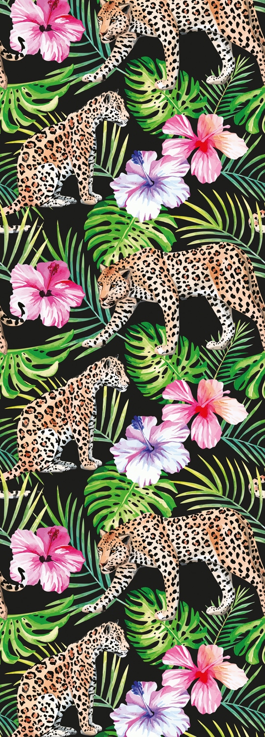 Image of queence Vinyltapete "Tropico" Motiv bedruckt botanisch floral gemustert natürlich glatt 90x250cm, selbstklebend, kinderleichte Anbringung, Sticker
