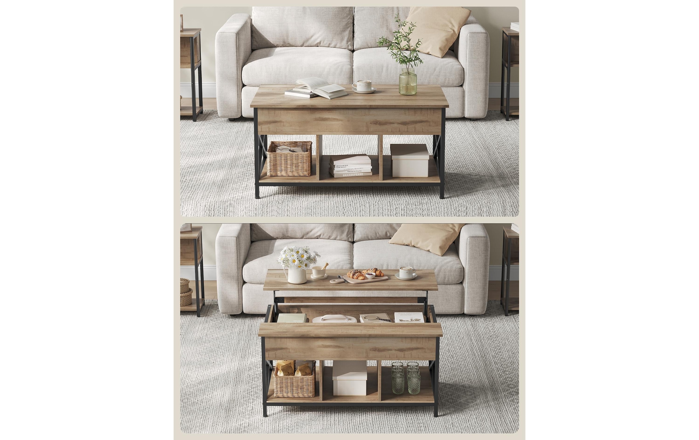 VASAGLE Couchtisch »100 x 48 cm/62 cm«
