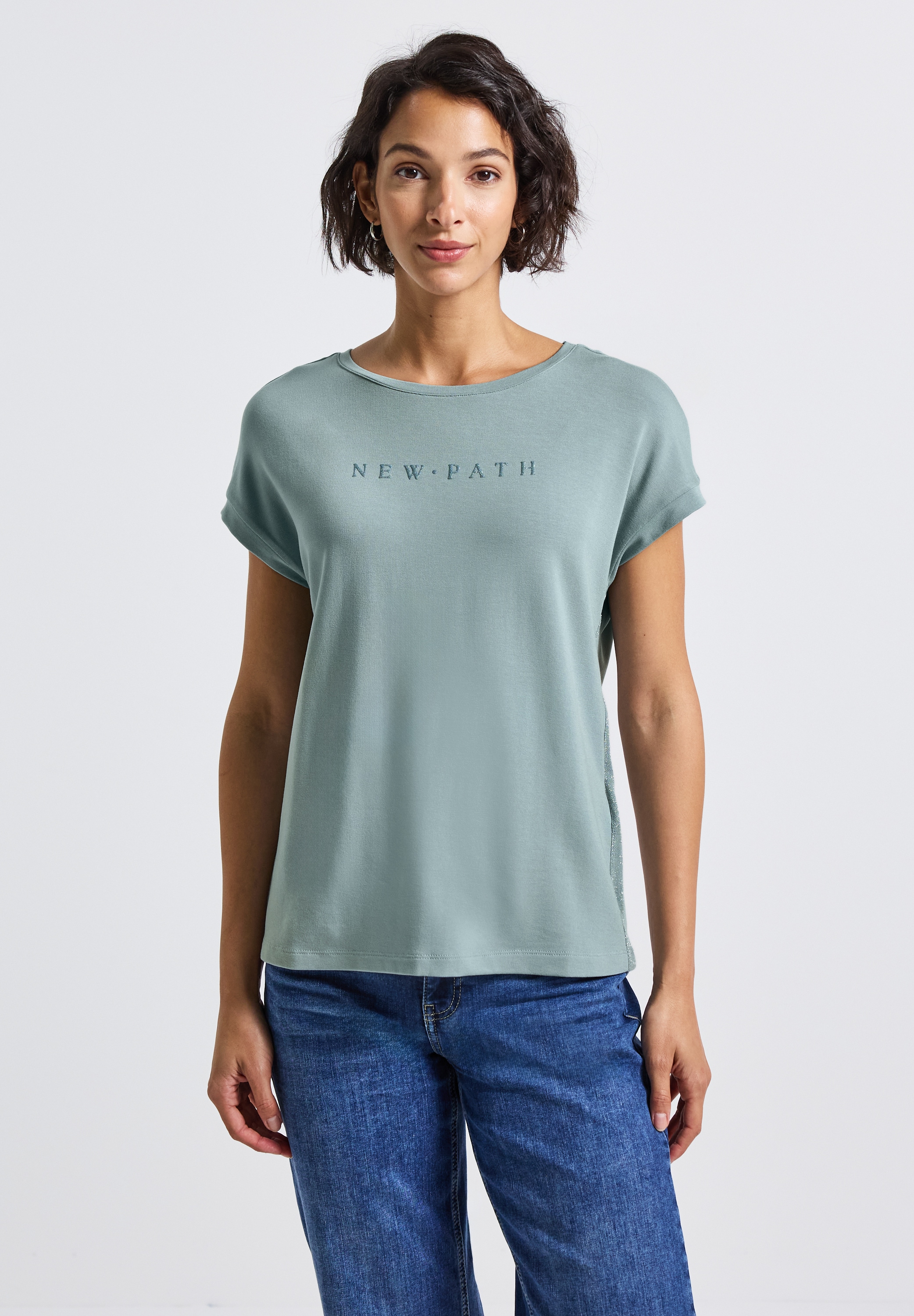 Image of STREET ONE T-Shirt mit Glitzerdetails