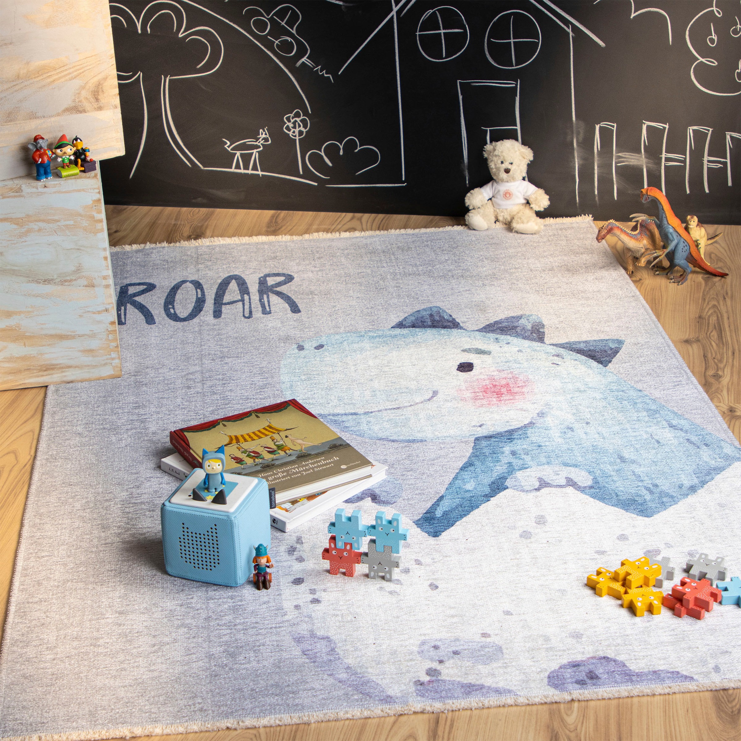 Obsession Kinderteppich »My Greta 616«, rechteckig, 6 mm Höhe, Kurzflor, Motiv Drache, mit Fransen, Kinderzimmer