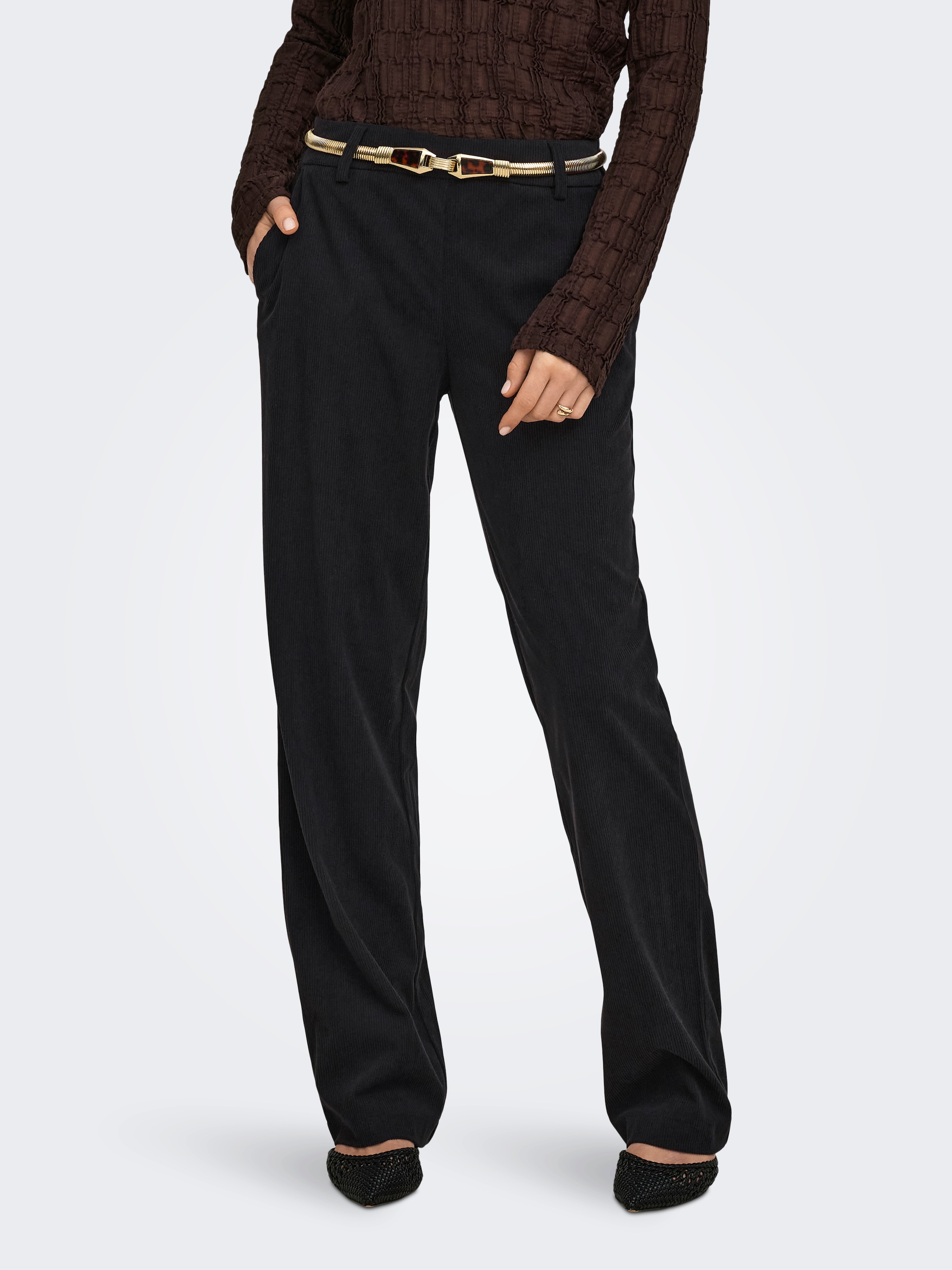 Image of ONLY Anzughose "ONLPOPTRASH-LIAS MW STRAIGHT PANT PNT BF" Kunstfaser, straight fit, regular waist