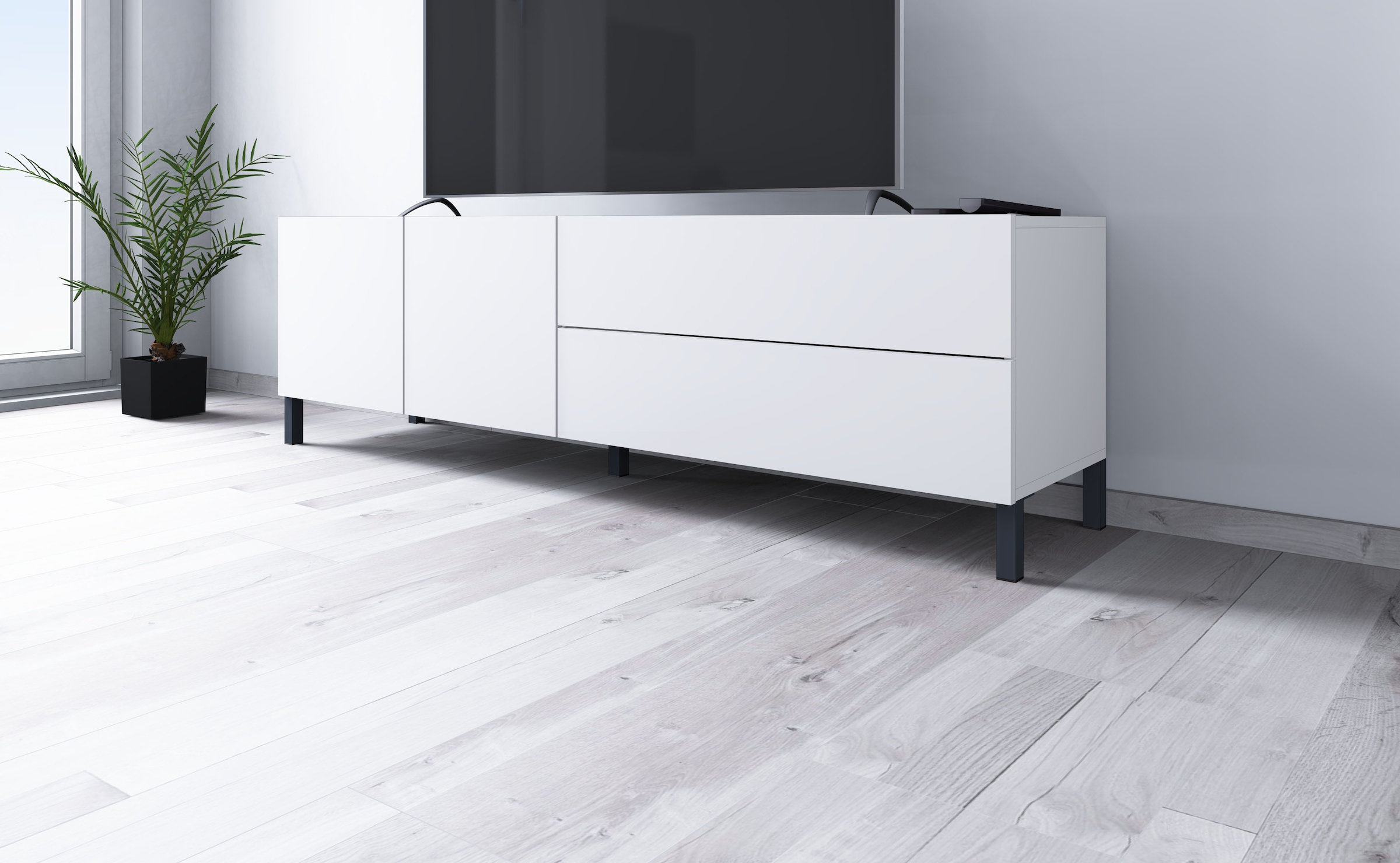 borchardt Möbel Lowboard Metallfüsse, grifflose Optik