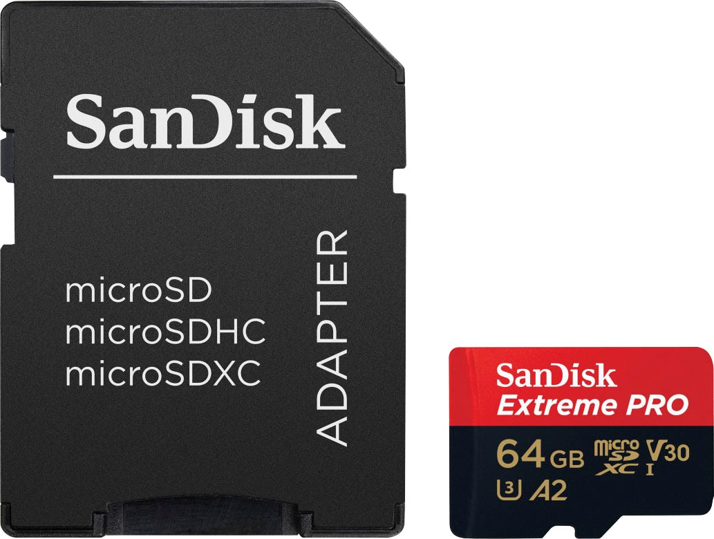 Image of Sandisk Speicherkarte "Extreme PRO microSDXC™-UHS-I-KARTE" (64 GB Video Speed Class 30 (V30)/UHS Speed Class 3 (U3) 200 MB/s Lesegeschwindigkeit)