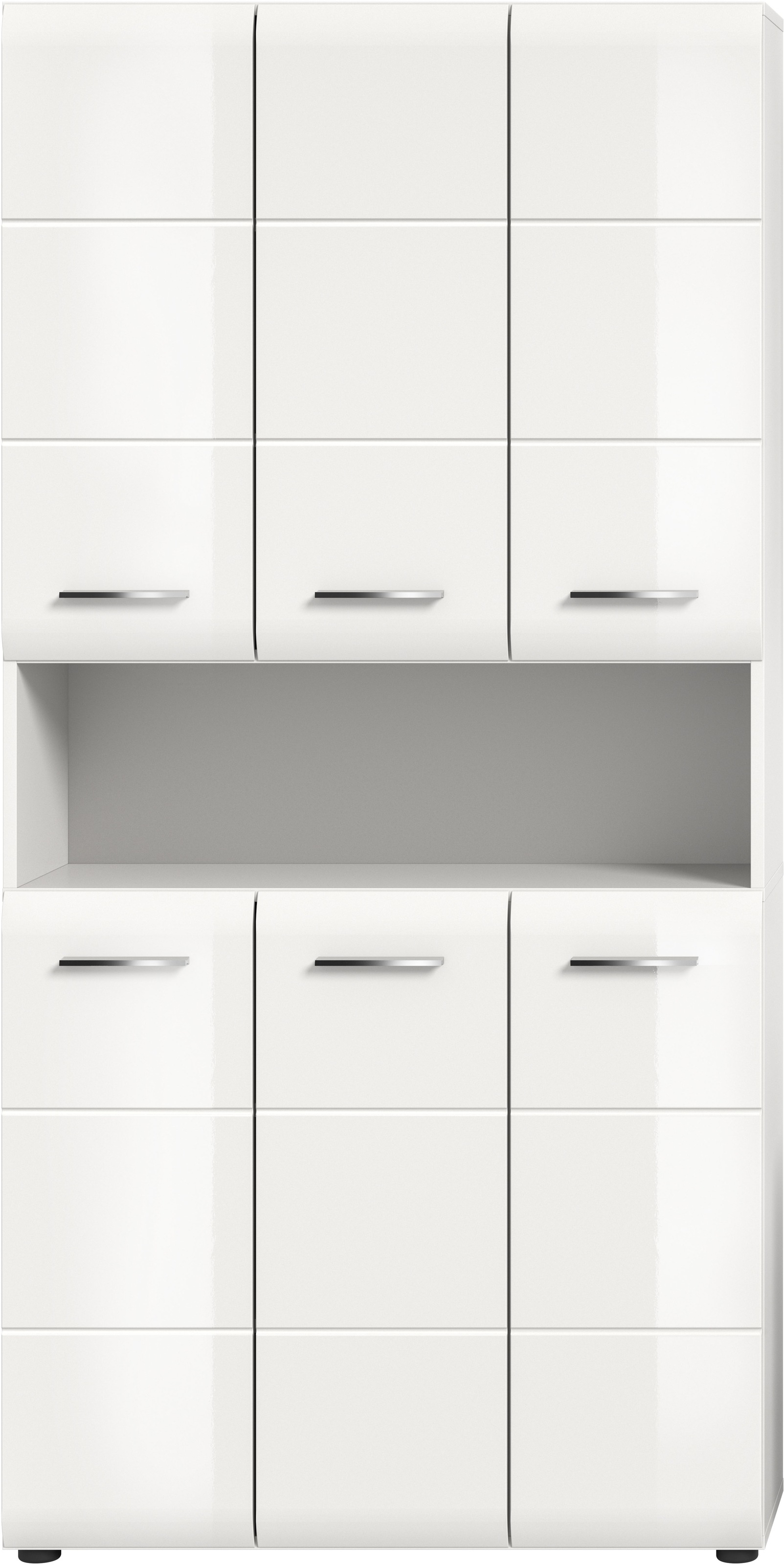 Image of welltime Stauraumschrank 1 Stk. tlg. Florenz, Mehrzweckschrank, Weiss Hochglanz Tiefzieh, 13 Fächer