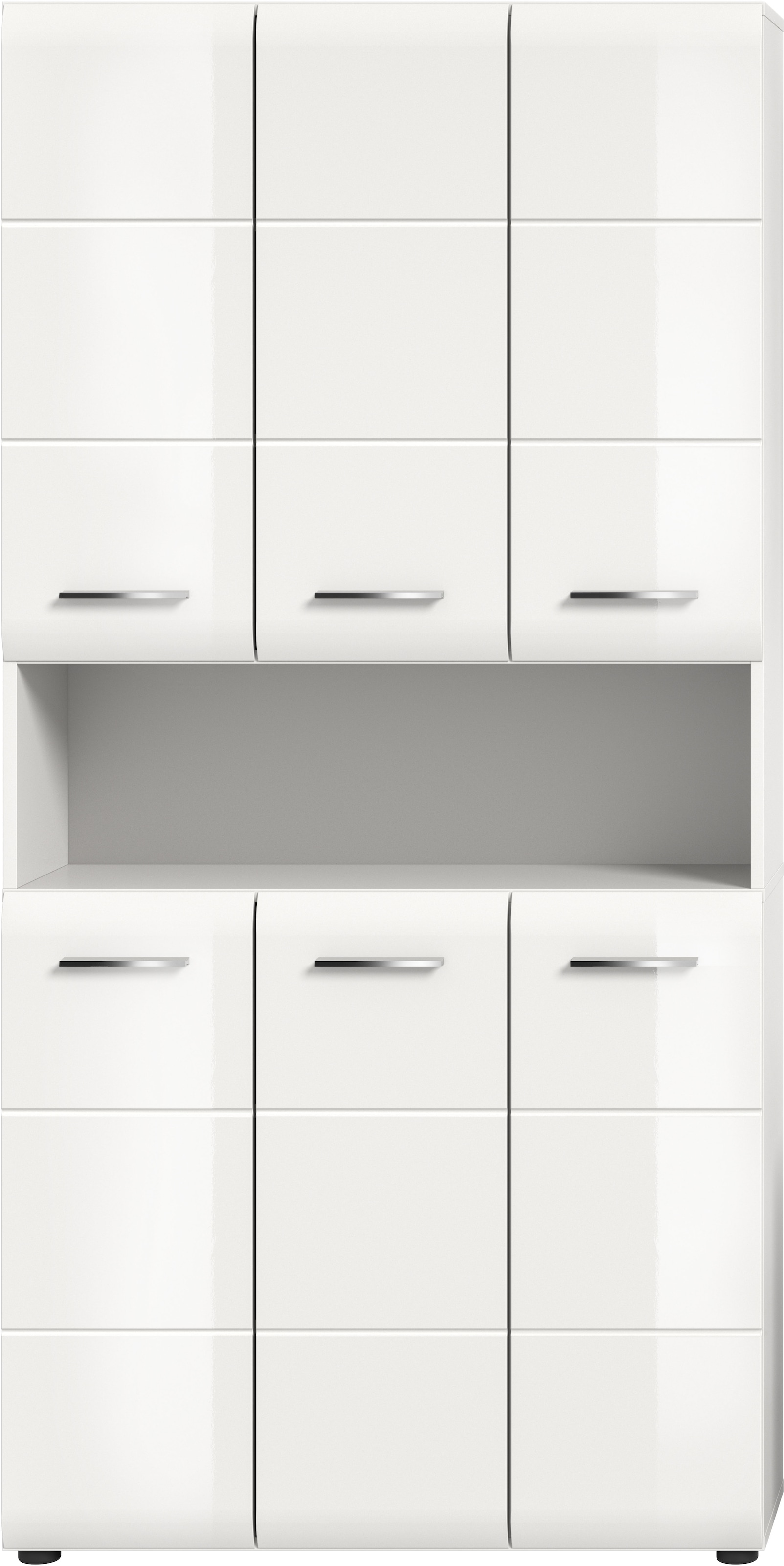 Image of welltime Stauraumschrank "FLORENZ, Höhe 185 cm, 4 oder 6 Türen, viel Stauraum" TOPSELLER, 1 Stk. tlg. hochwertige MDF Front, Griff schwarz, Badschrank, Bad