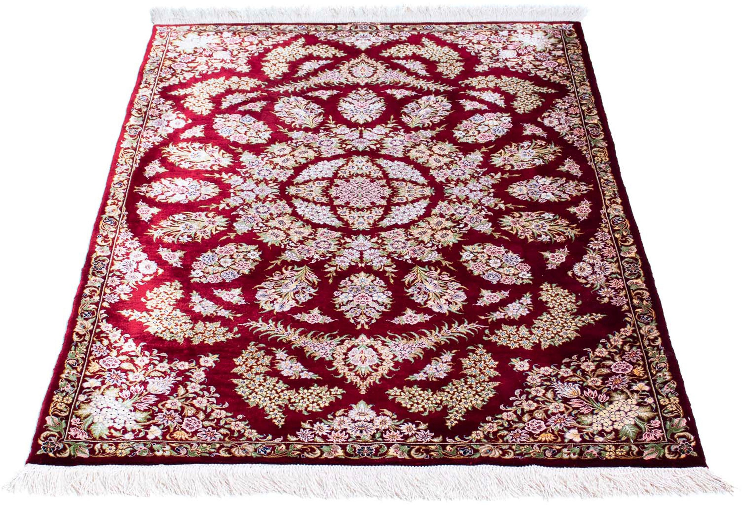 Image of morgenland Orientteppich »Perser - Ghom - 122 x 85 cm - dunkelrot«, rechteckig, 10 mm Höhe, Wohnzimmer, Handgeknüpft, Einzelstück mit Zertifikat bei Ackermann Versand Schweiz