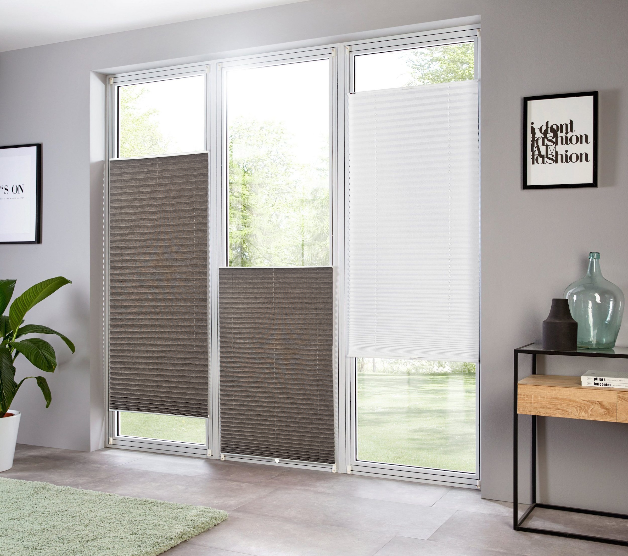 GOODproduct Plissee »RILLEY« Lichtschutz ohne Bohren freihängend Plissee in eleganter Gewebestruktur, für Fenster & Tür, NEUHEIT!