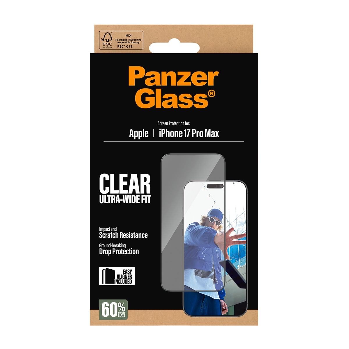 CARE by PanzerGlass Verre de protection d'écran »Ultra-Wide Fit Screen Protector« für Apple iPhone 17 Pro Max Displayschutzfolie, Schutzfolie, Bildschirmschutz, kratz- & stossfest