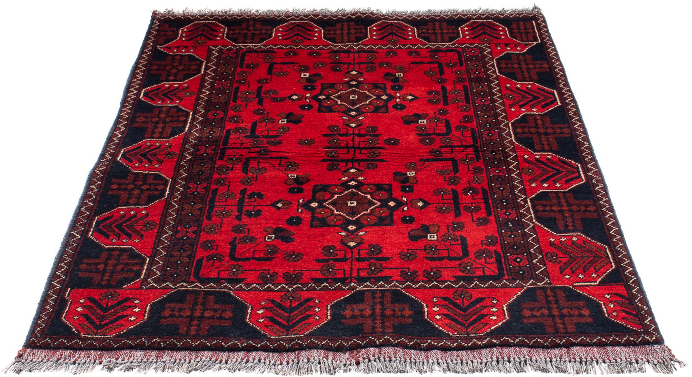 Image of morgenland Orientteppich »Afghan - Kunduz - 146 x 106 cm - dunkelrot«, rechteckig, 7 mm Höhe, Wohnzimmer, Handgeknüpft, Einzelstück mit Zertifikat bei Ackermann Versand Schweiz