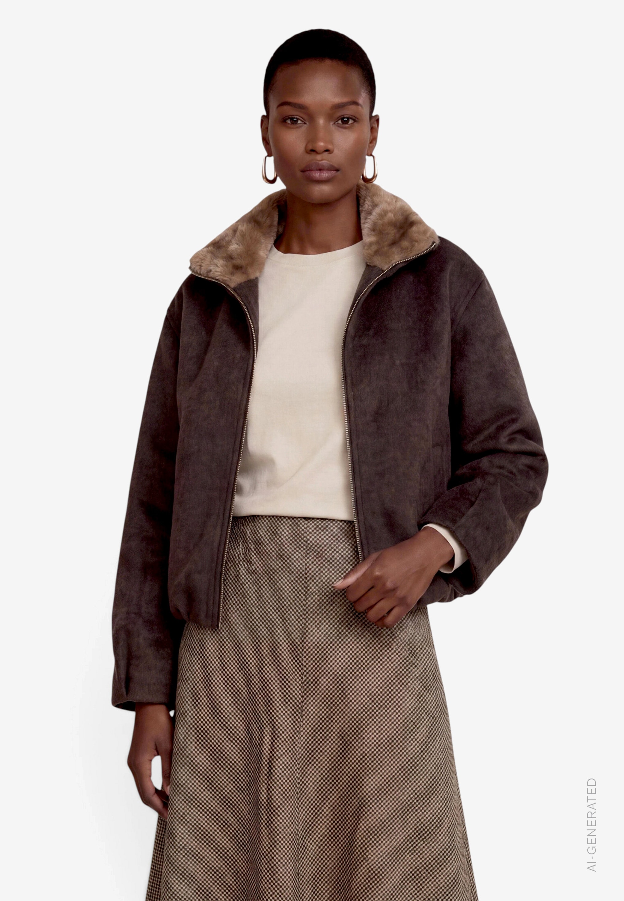 Image of Zero Blouson ohne Kapuze mit Kunstfellkragen