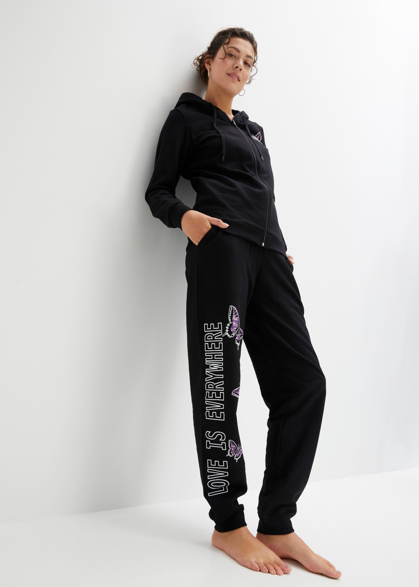 Image of bonprix Hausanzug Set, aus Baumwolle, Loose Fit, mit Bindeband, im Casual-Stil