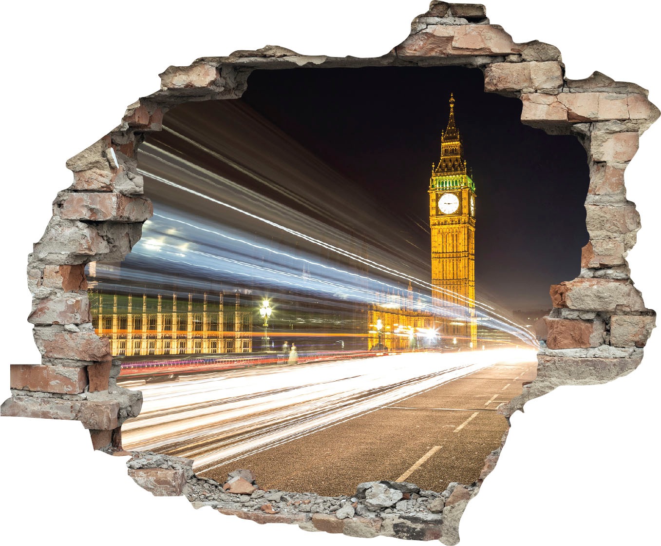 Image of queence Wandtattoo "Big Ben" Wandsticker, Wandbild, selbstklebend, 3D, Wanddurchbruch