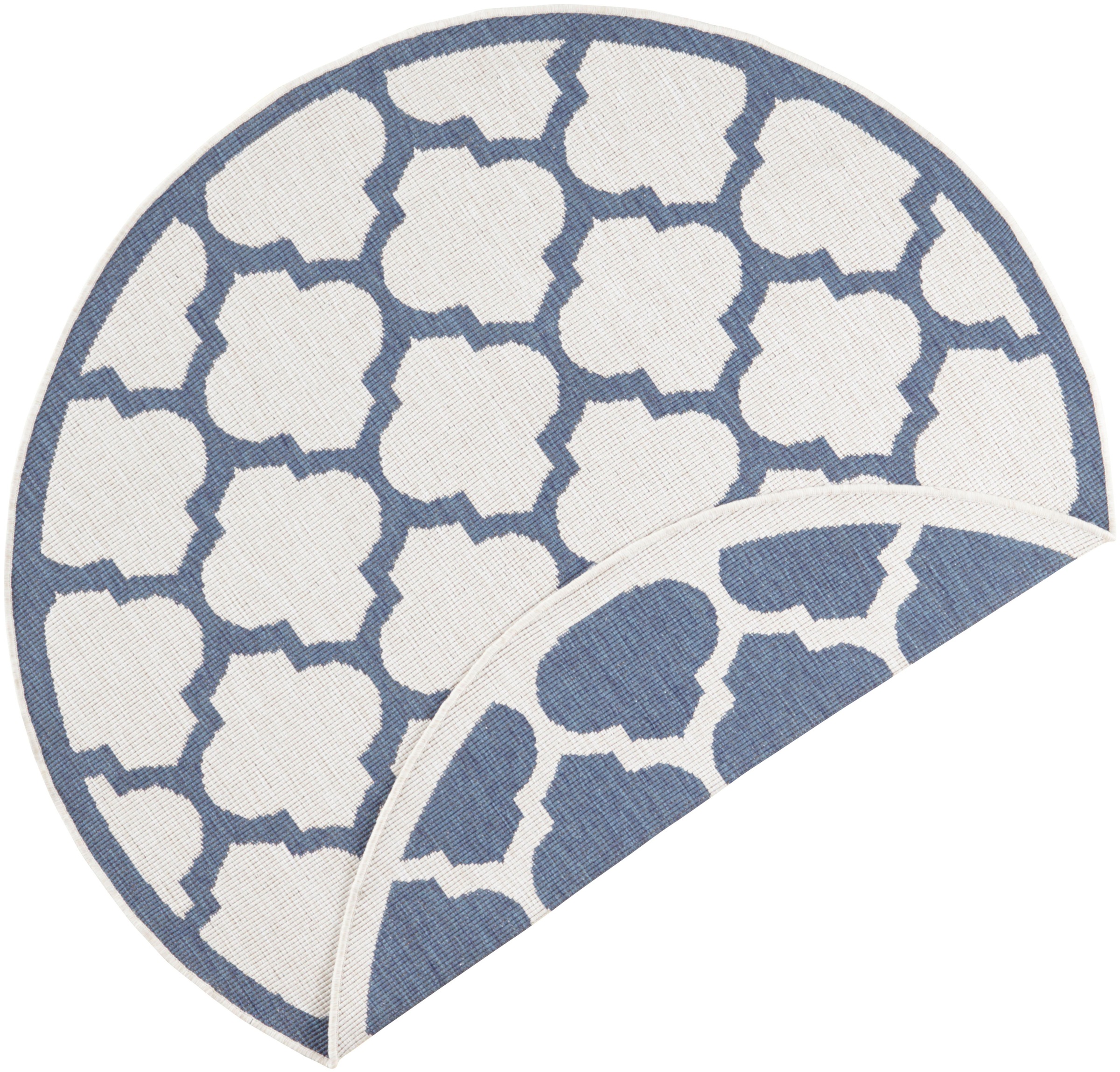 Image of NORTHRUGS Teppich »Palermo«, rund, 5 mm Höhe, In-und Outdoor geeignet, Wohnzimmer, Balkon, Terrasse, Garten, Robust, Pflegeleicht, Flachgewebe, Wendbar bei Ackermann Versand Schweiz