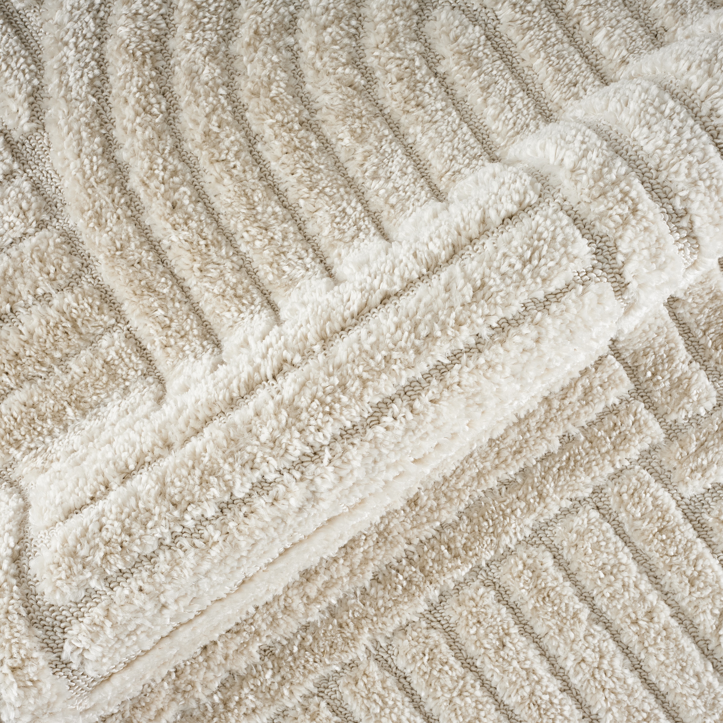 GOODproduct Teppich »Jonne, Boho-Design, Scandi, Designteppich« rund 20 mm Höhe Hoch-Tief, 3D Optik, skandinavischer Stil, Wohnzimmer, Schlafzimmer