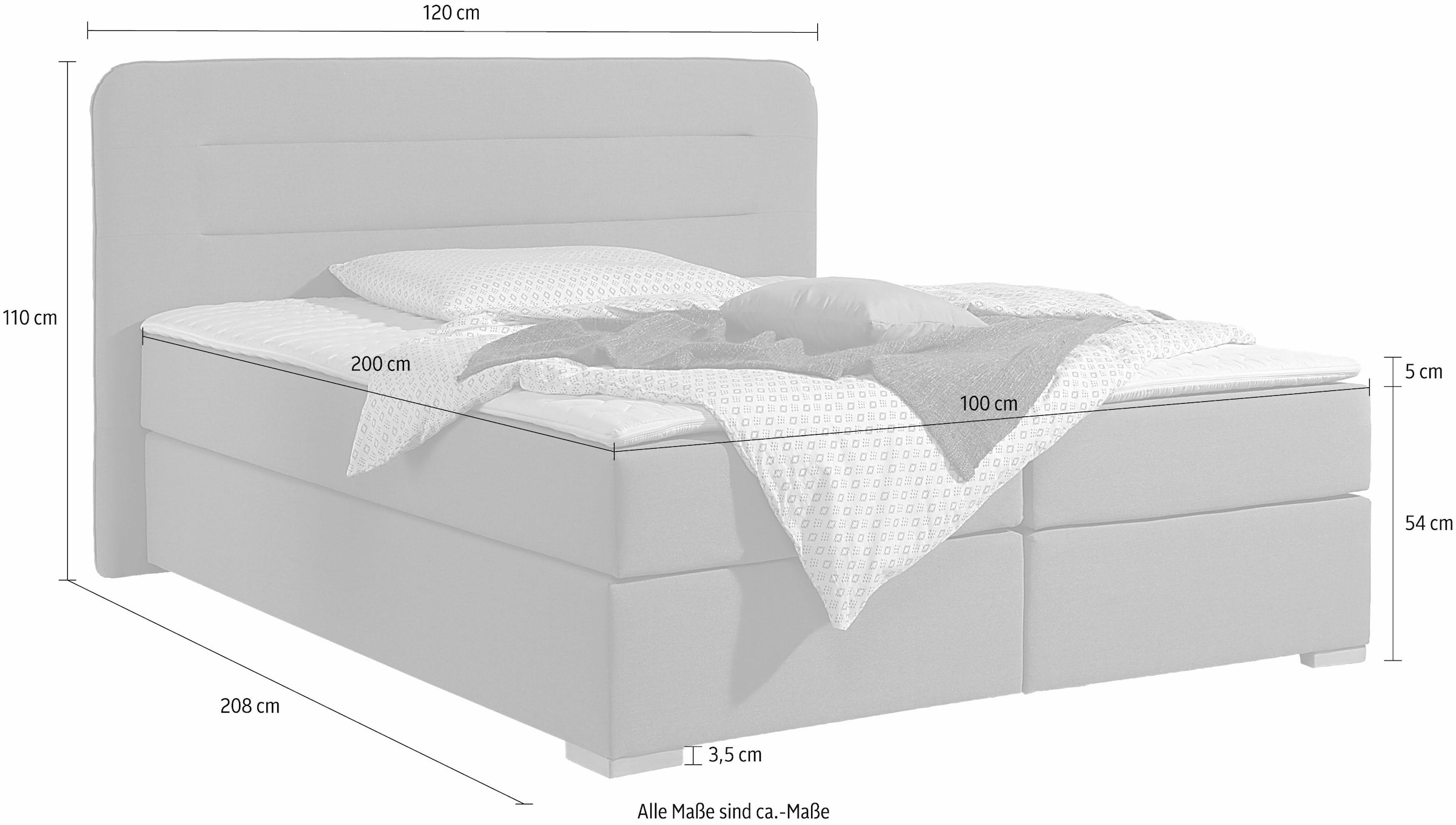 Home affaire Lit boxspring »Manchester« 5 largeurs, 3 versions, 2 degrés de fermeté, surmatelas, piqûre