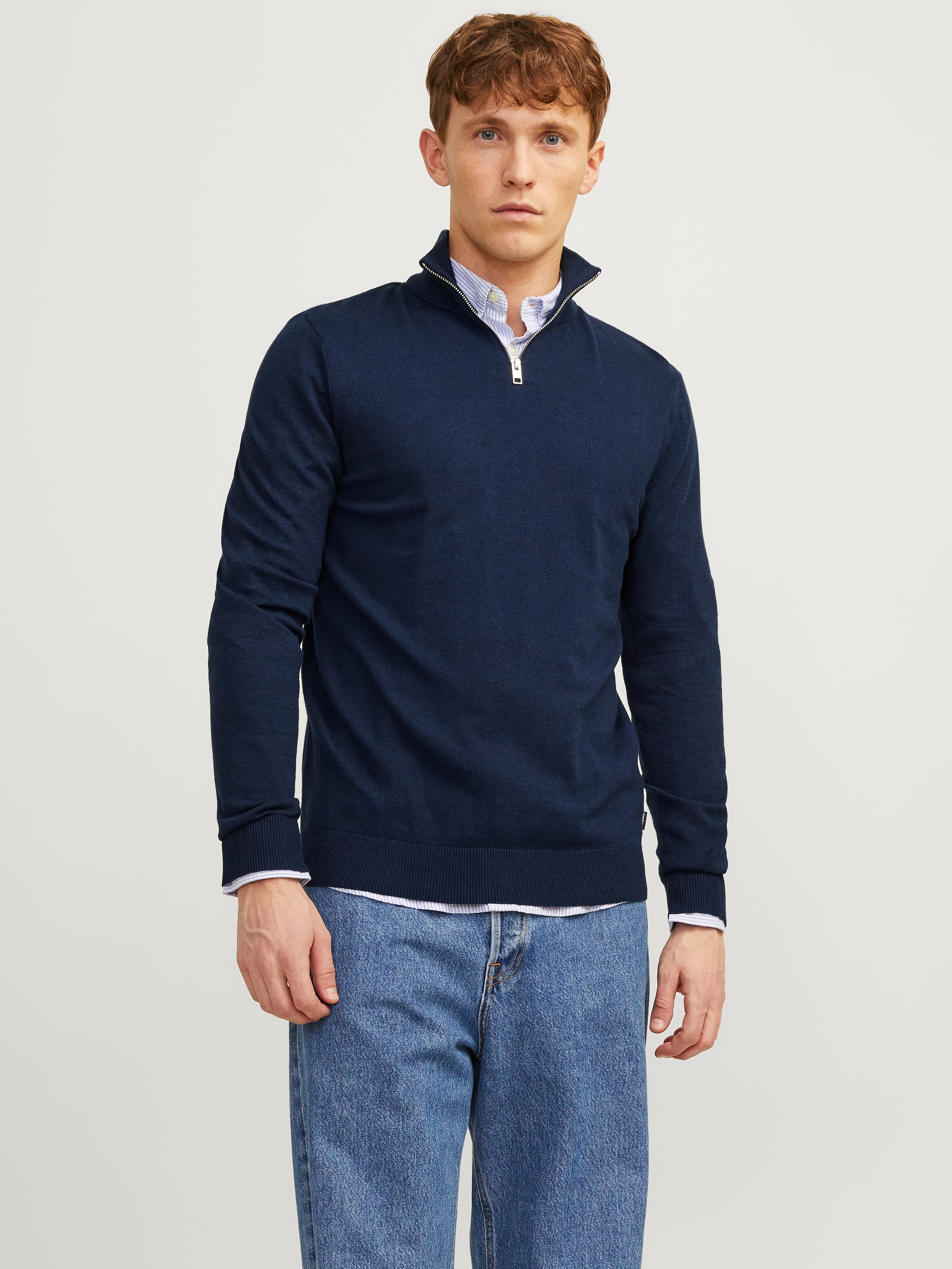 Jack & Jones Troyer »JJEEMIL KNIT HALF ZIP NOOS« Baumwollmischung, regular fit