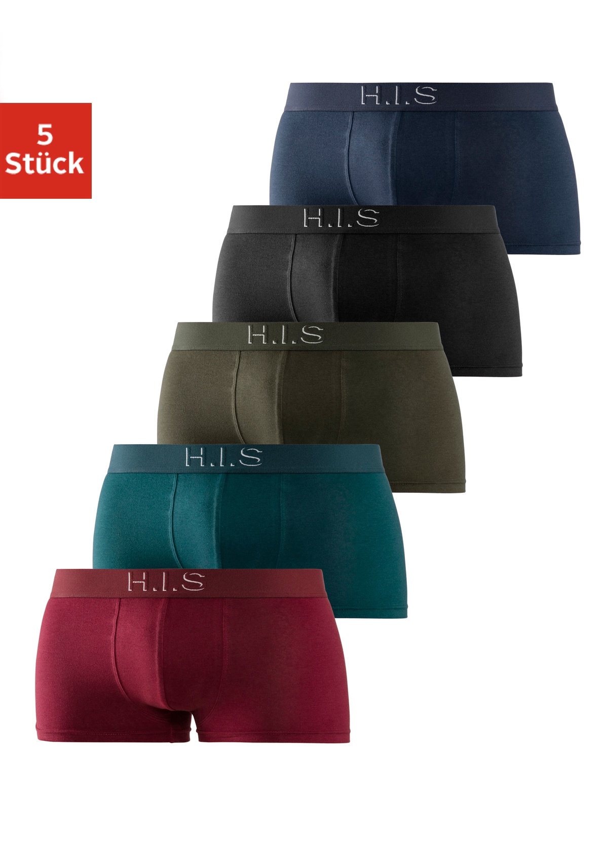 Boxershorts, (Packung, 5 St.), in Hipster-Form am Webbund mit Logoschriftzug mit 3D...