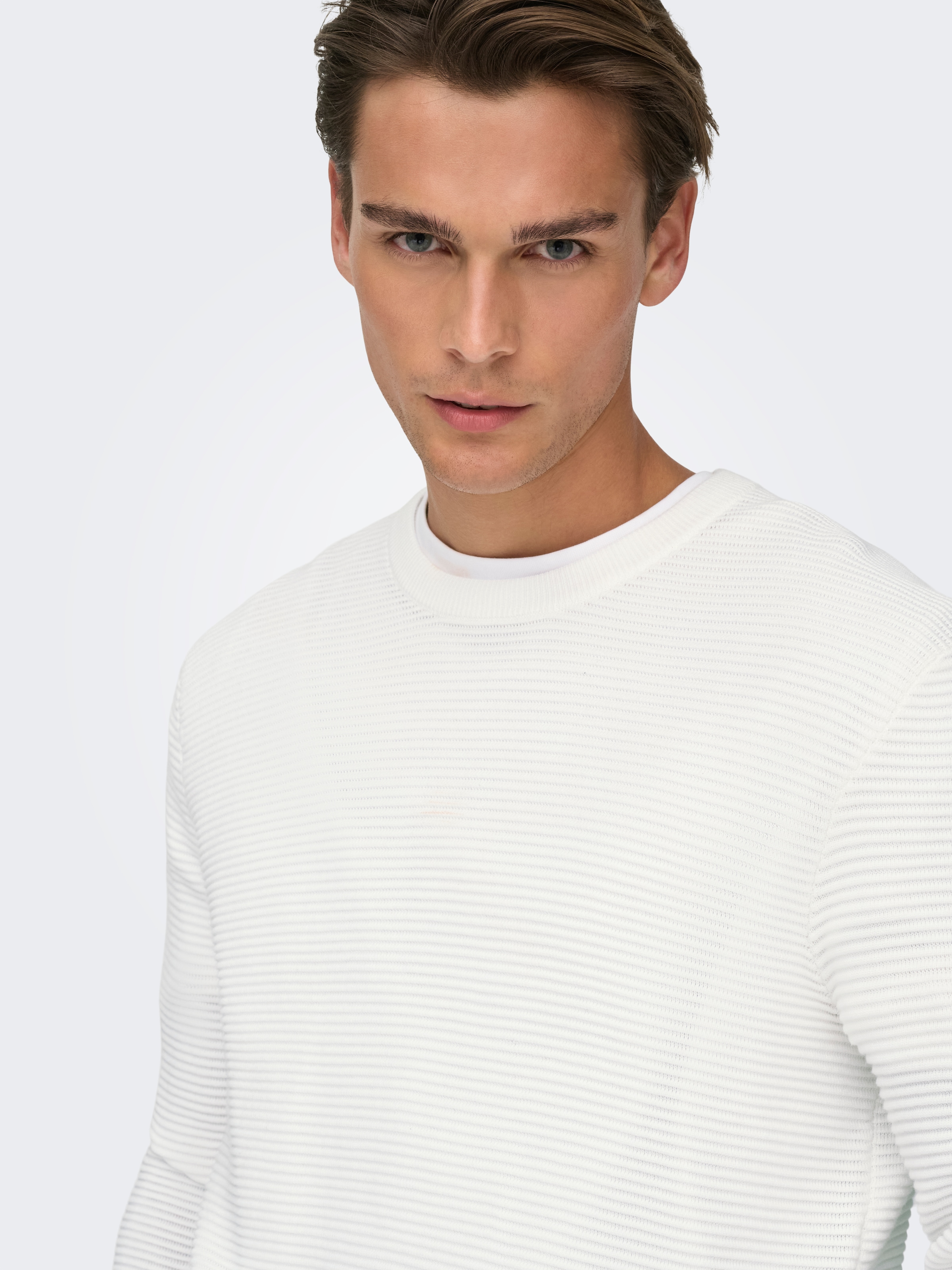 ONLY & SONS Pull à col rond »ONSRON REG LS CREW NECK KNIT NOOS« Baumwolle, regular fit