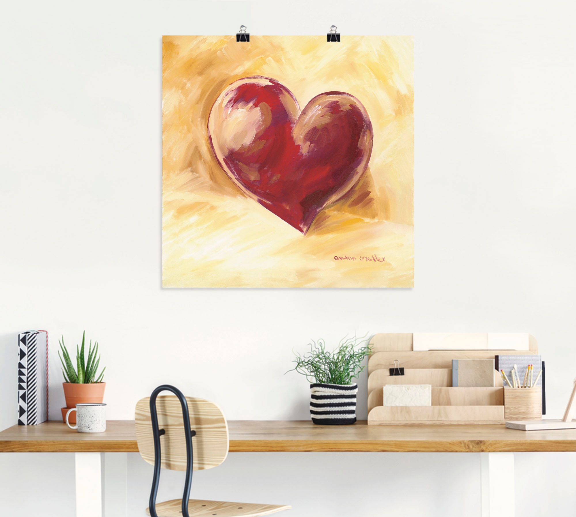 Artland Wandbild »Bordeauxrotes Herz«, Herzen, (1 St.), als Alubild, Outdoorbild, Poster, Wandaufkleber in verschied. Grössen