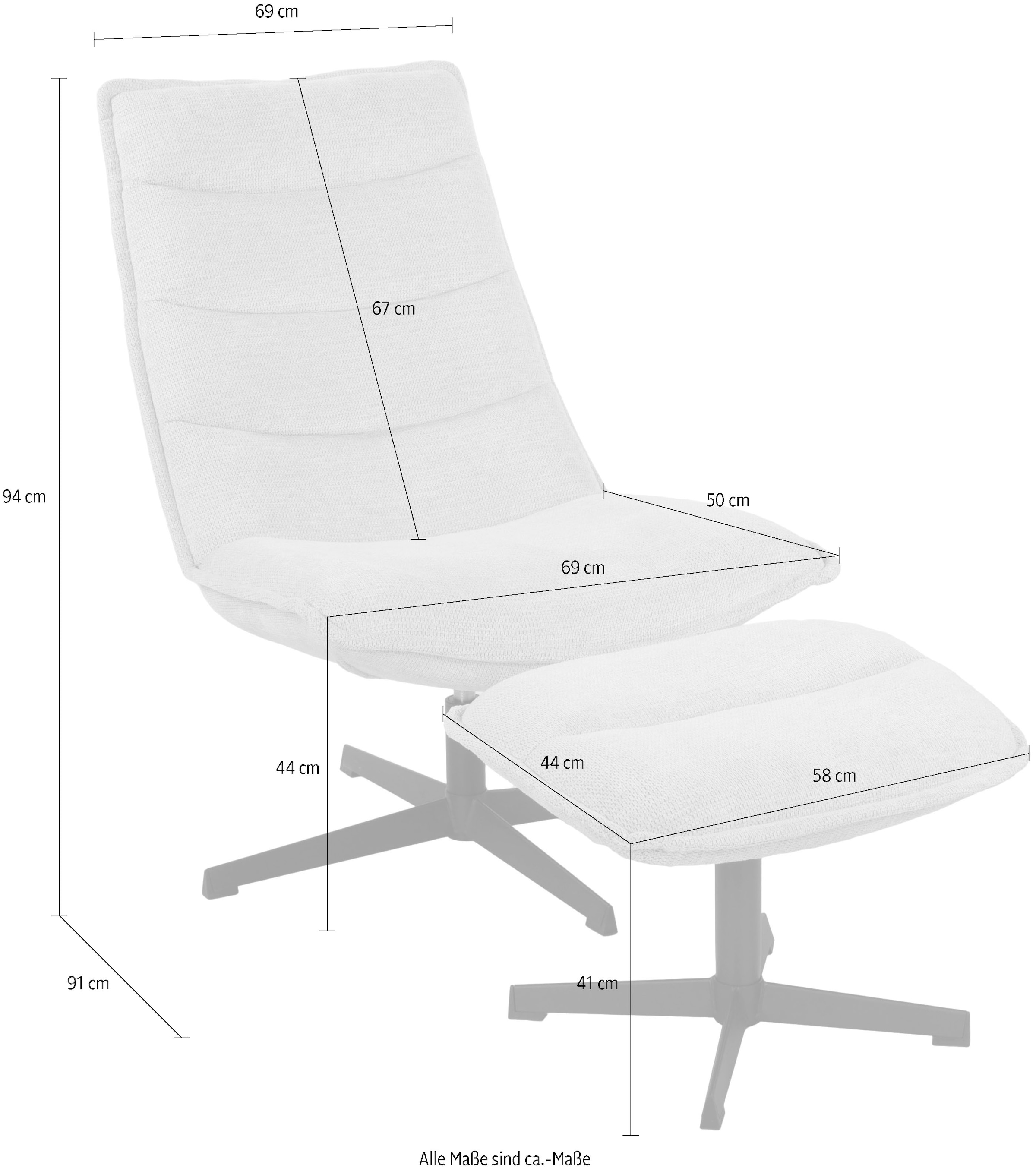 Duo Collection Fauteuil de relaxation »Relaxsessel Aveiro mit Hocker« 2 cuis tlg.