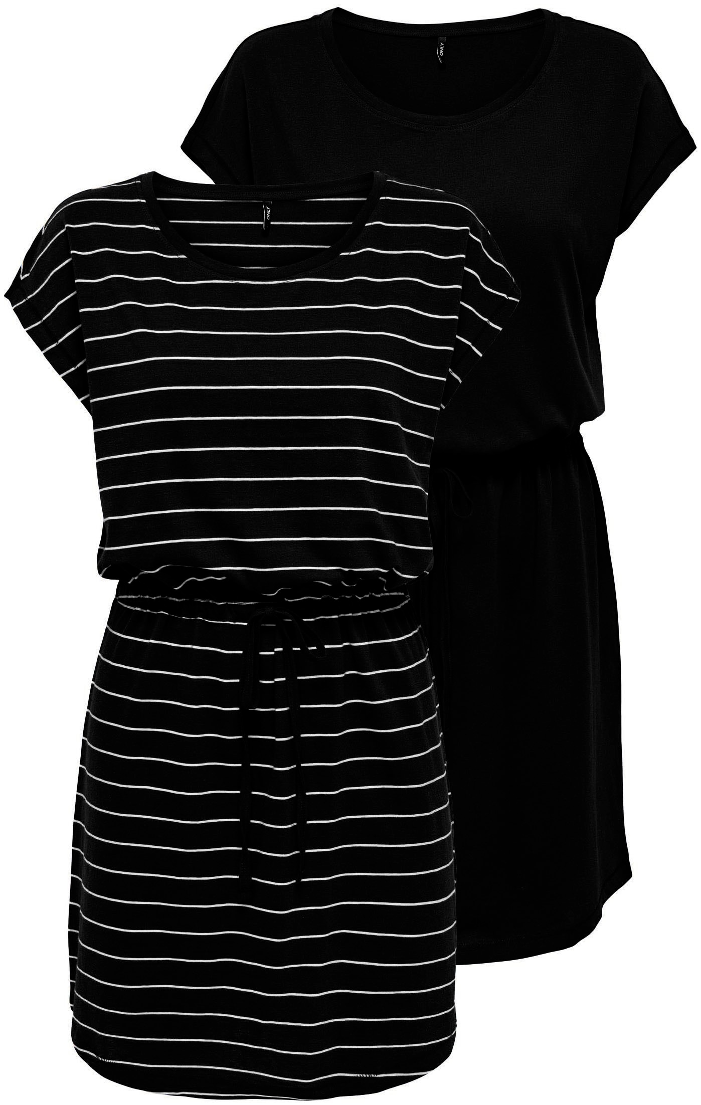 ONLY Shirtkleid »ONLMAY LIFE S/S DRESS 2 PACK CS JRS«, (2er-Pack), flexibel taillierbar für individuelle Passform